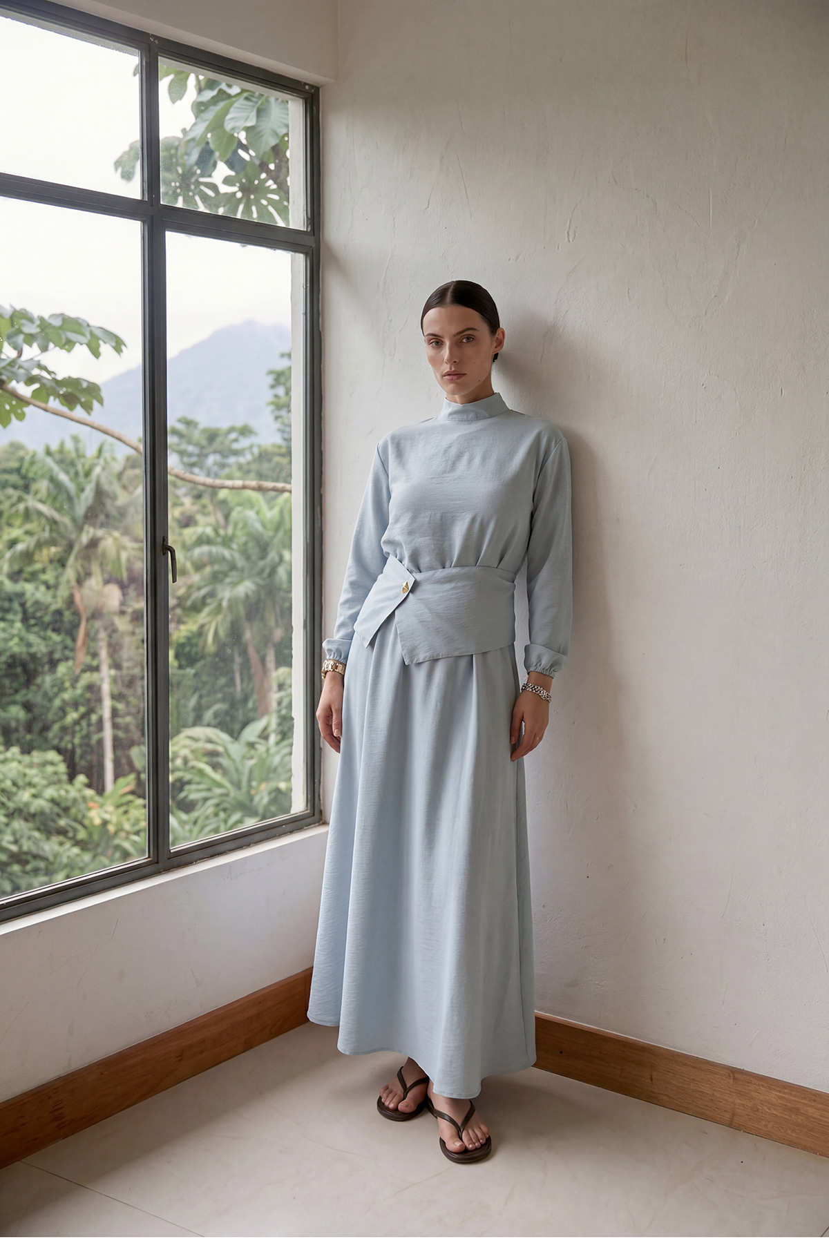 Fly Cupra Kumaş Korsaj Bel Detaylı Bluz Etek Kadın Takım |  