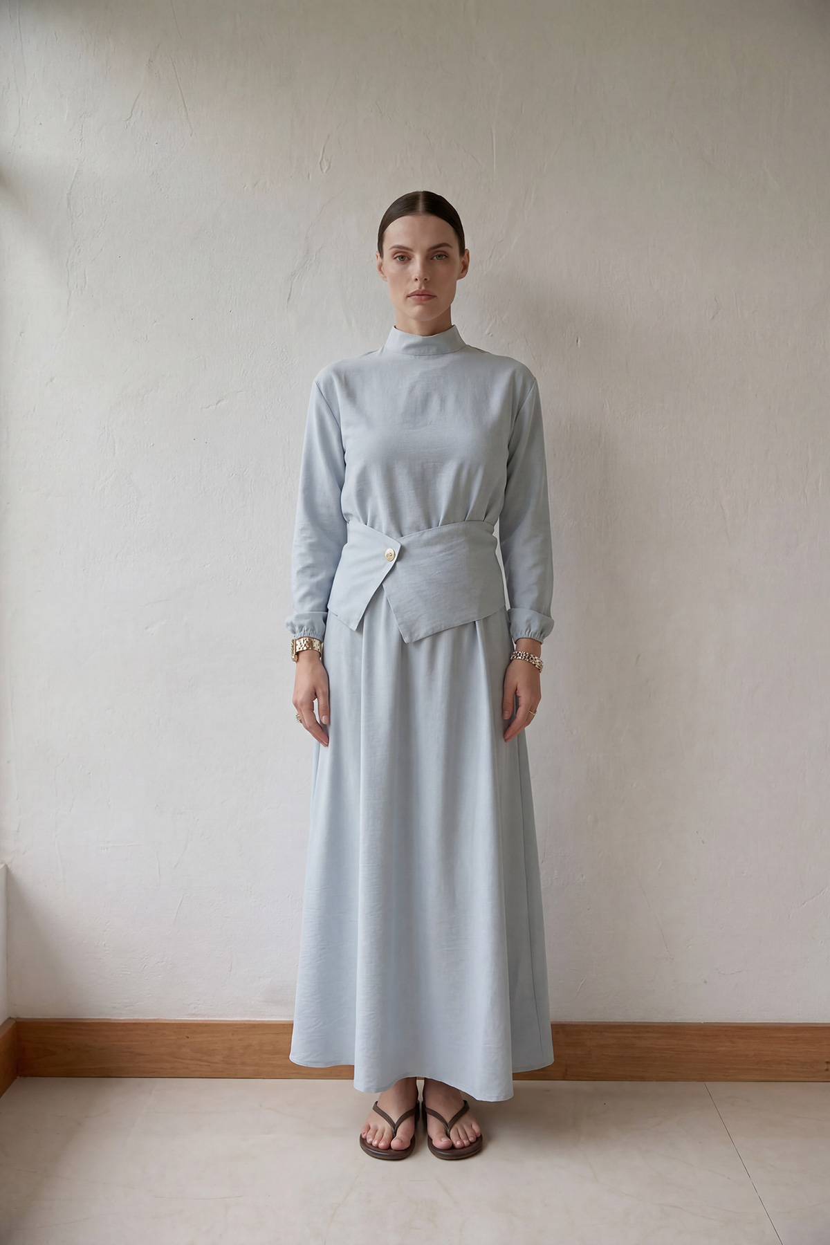 Fly Cupra Kumaş Korsaj Bel Detaylı Bluz Etek Kadın Takım |  