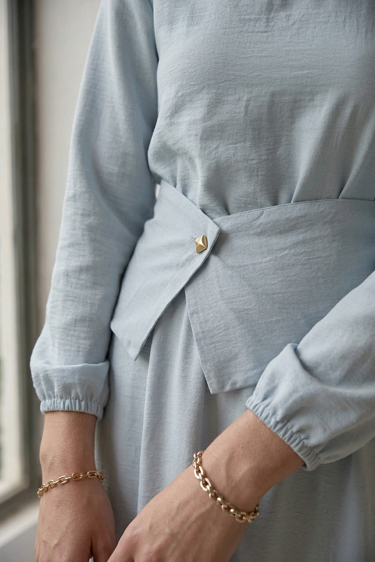 Fly Cupra Kumaş Korsaj Bel Detaylı Bluz Etek Kadın Takım |  