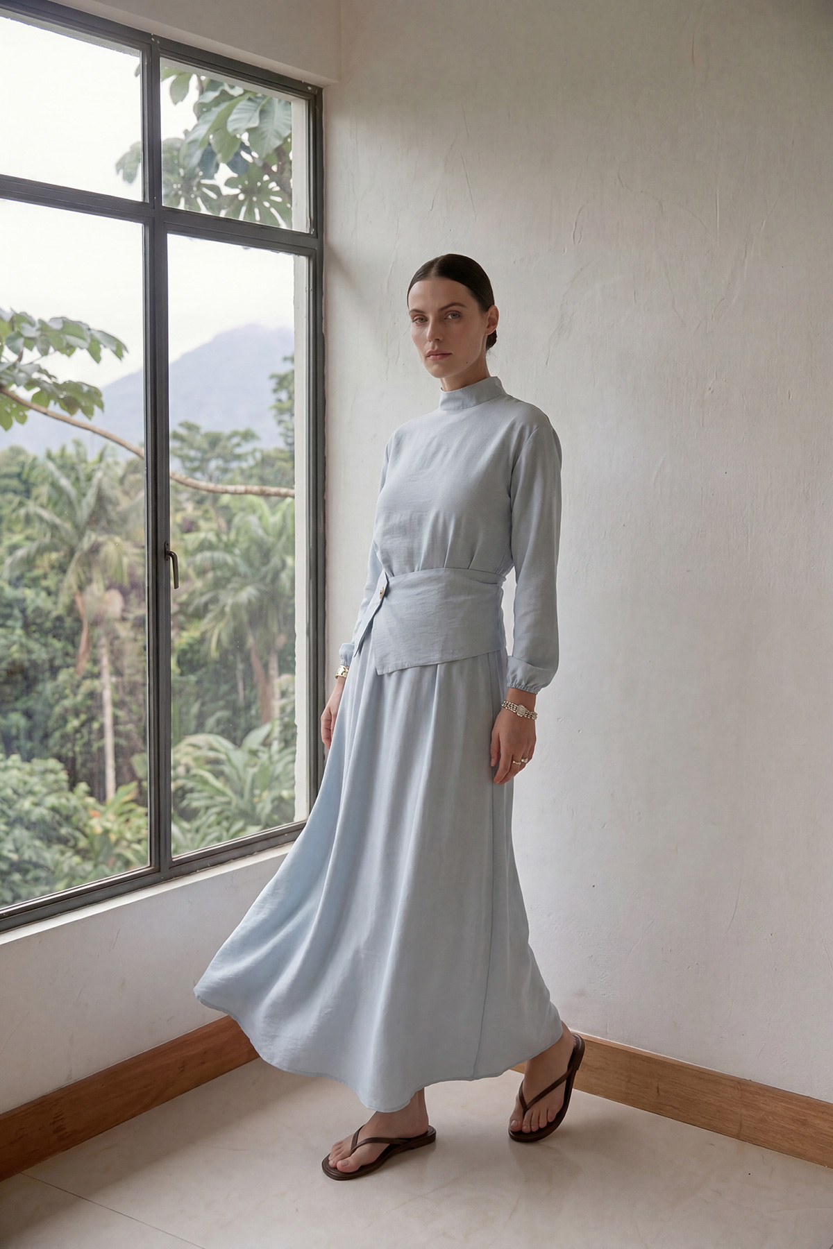 Fly Cupra Kumaş Korsaj Bel Detaylı Bluz Etek Kadın Takım |  