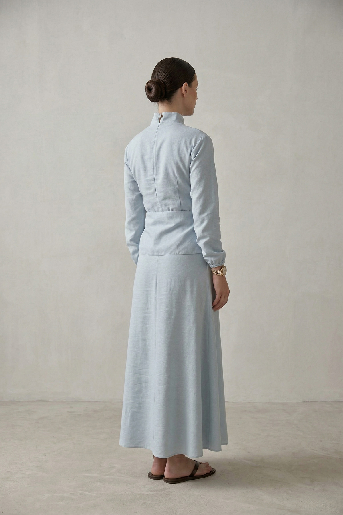 Fly Cupra Kumaş Korsaj Bel Detaylı Bluz Etek Kadın Takım |  