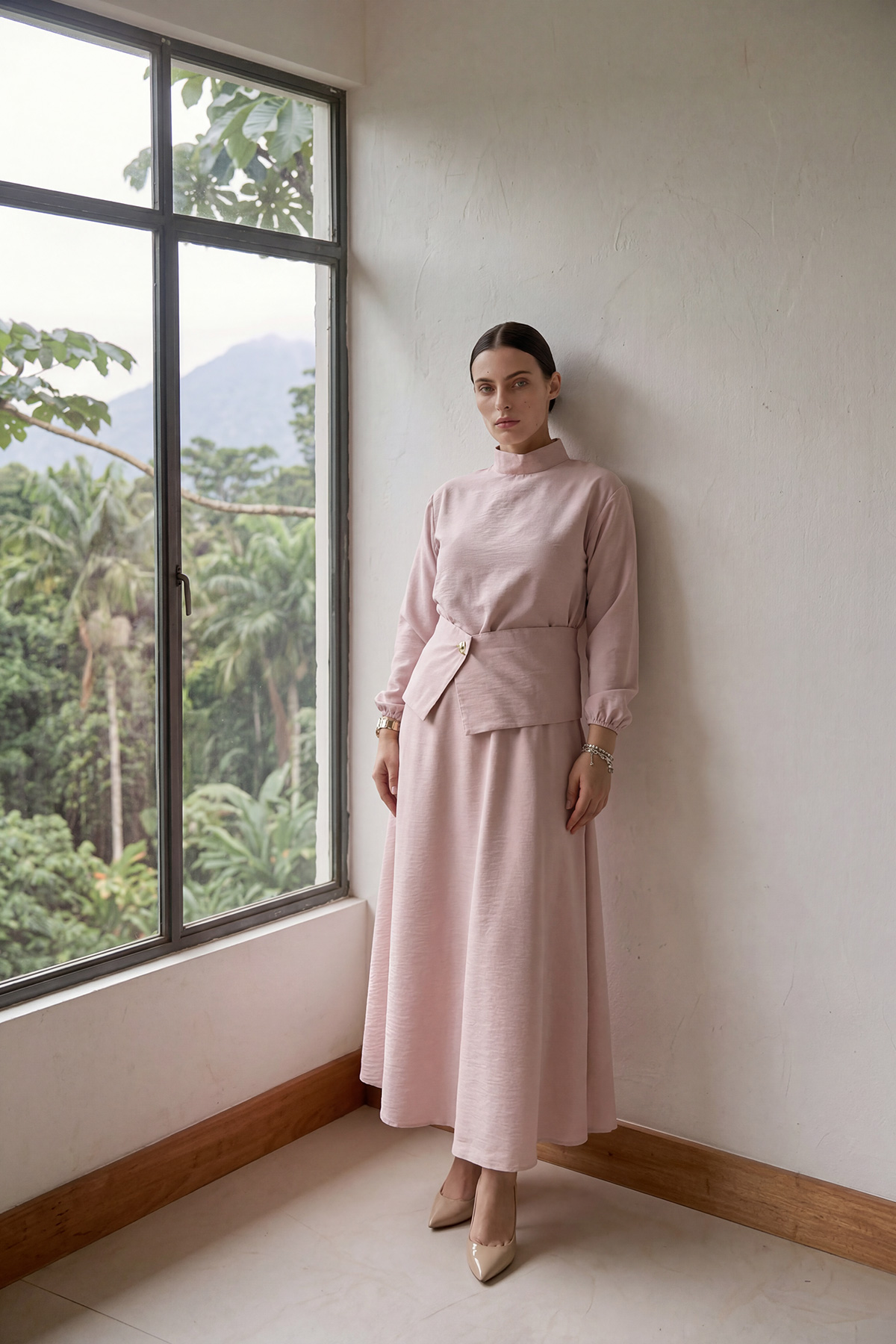 Fly Cupra Kumaş Korsaj Bel Detaylı Bluz Etek Kadın Takım |  