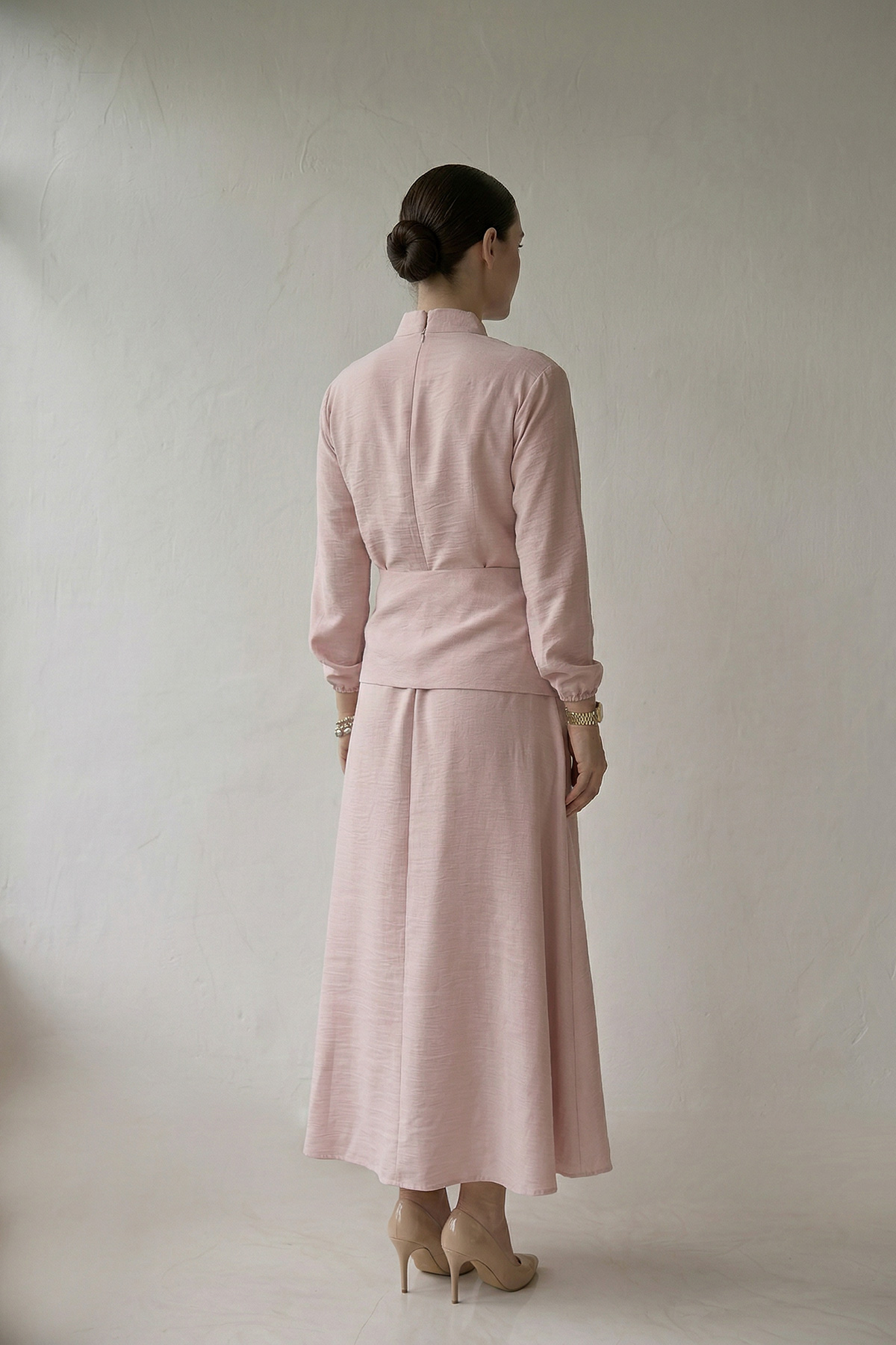 Fly Cupra Kumaş Korsaj Bel Detaylı Bluz Etek Kadın Takım |  