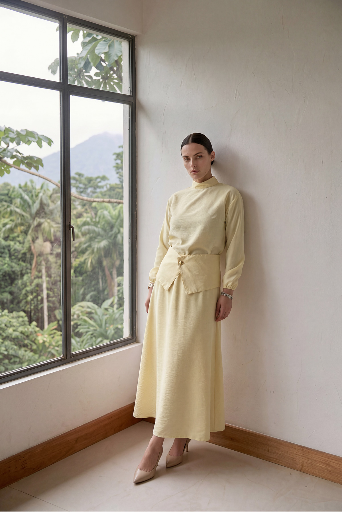 Fly Cupra Kumaş Korsaj Bel Detaylı Bluz Etek Kadın Takım |  