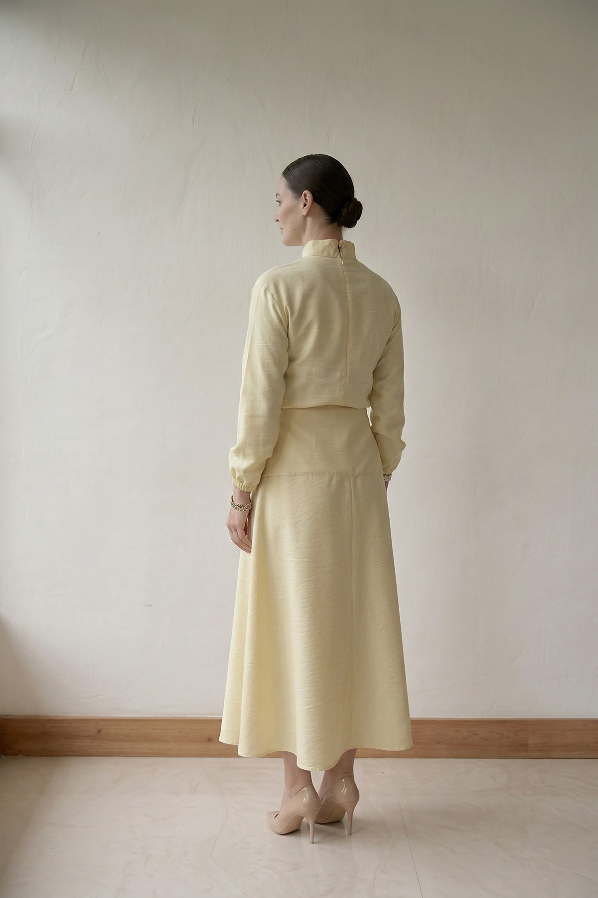 Fly Cupra Kumaş Korsaj Bel Detaylı Bluz Etek Kadın Takım |  