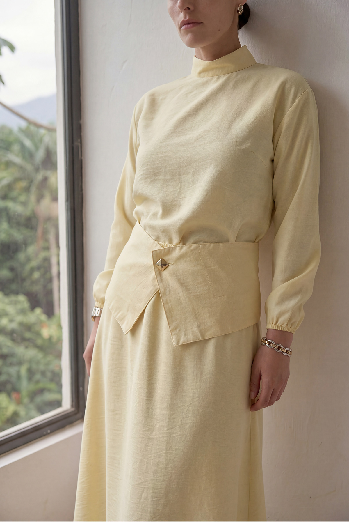 Fly Cupra Kumaş Korsaj Bel Detaylı Bluz Etek Kadın Takım |  