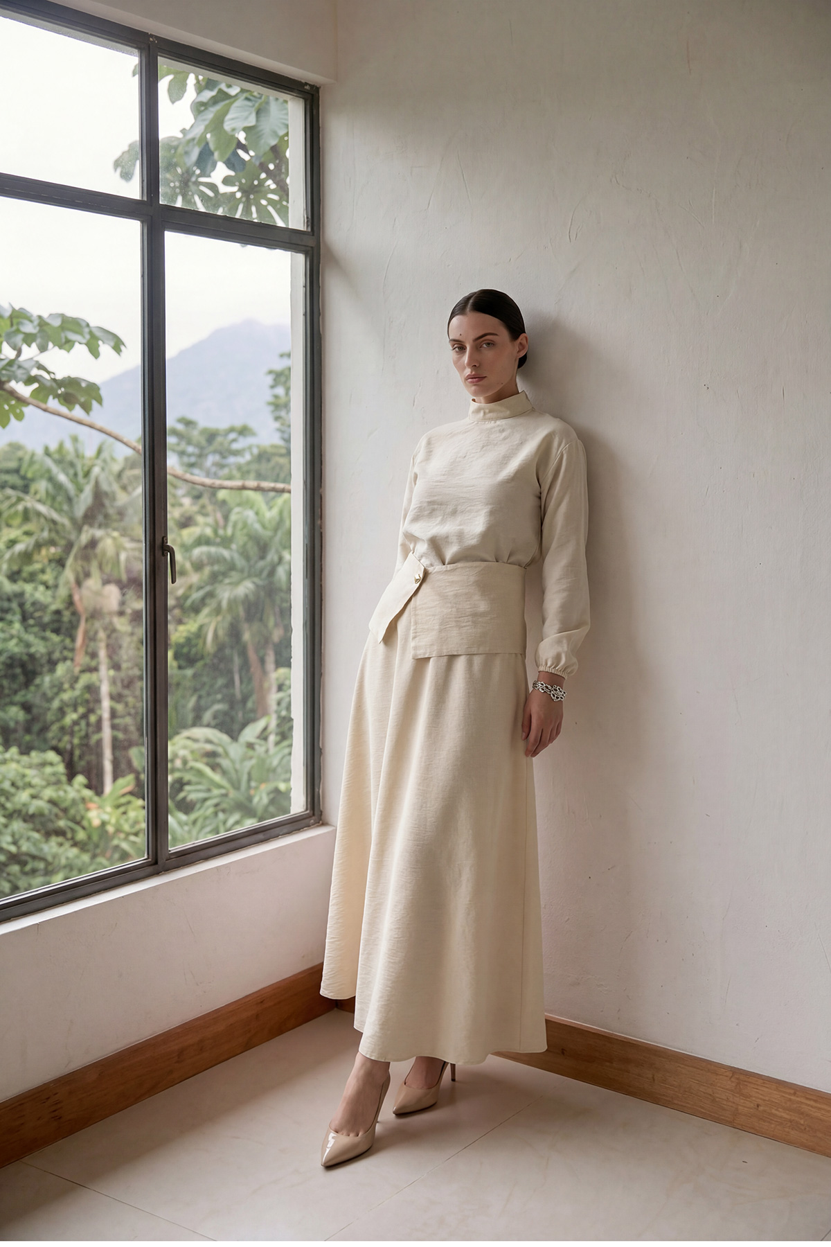 Fly Cupra Kumaş Korsaj Bel Detaylı Bluz Etek Kadın Takım |  