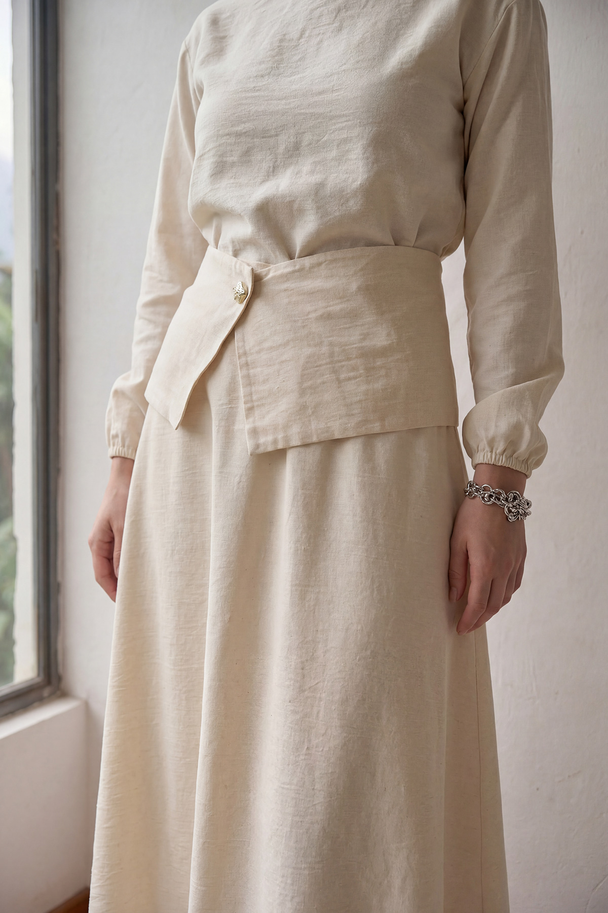 Fly Cupra Kumaş Korsaj Bel Detaylı Bluz Etek Kadın Takım |  