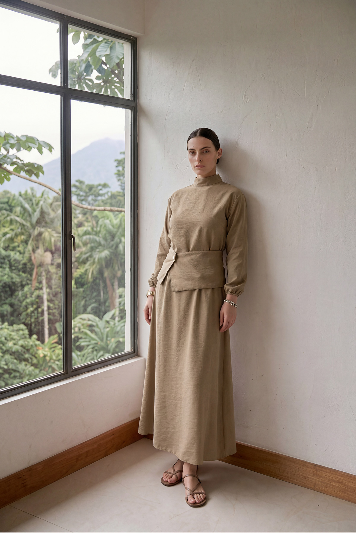 Fly Cupra Kumaş Korsaj Bel Detaylı Bluz Etek Kadın Takım |  