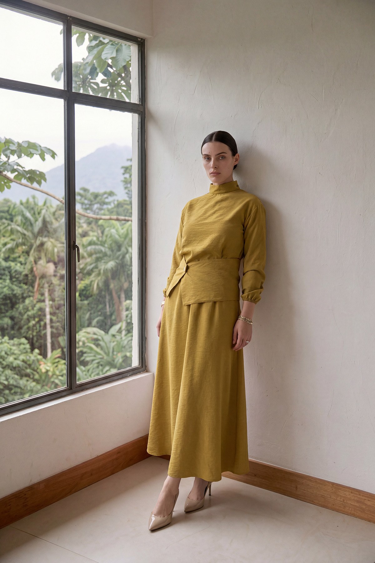 Fly Cupra Kumaş Korsaj Bel Detaylı Bluz Etek Kadın Takım |  