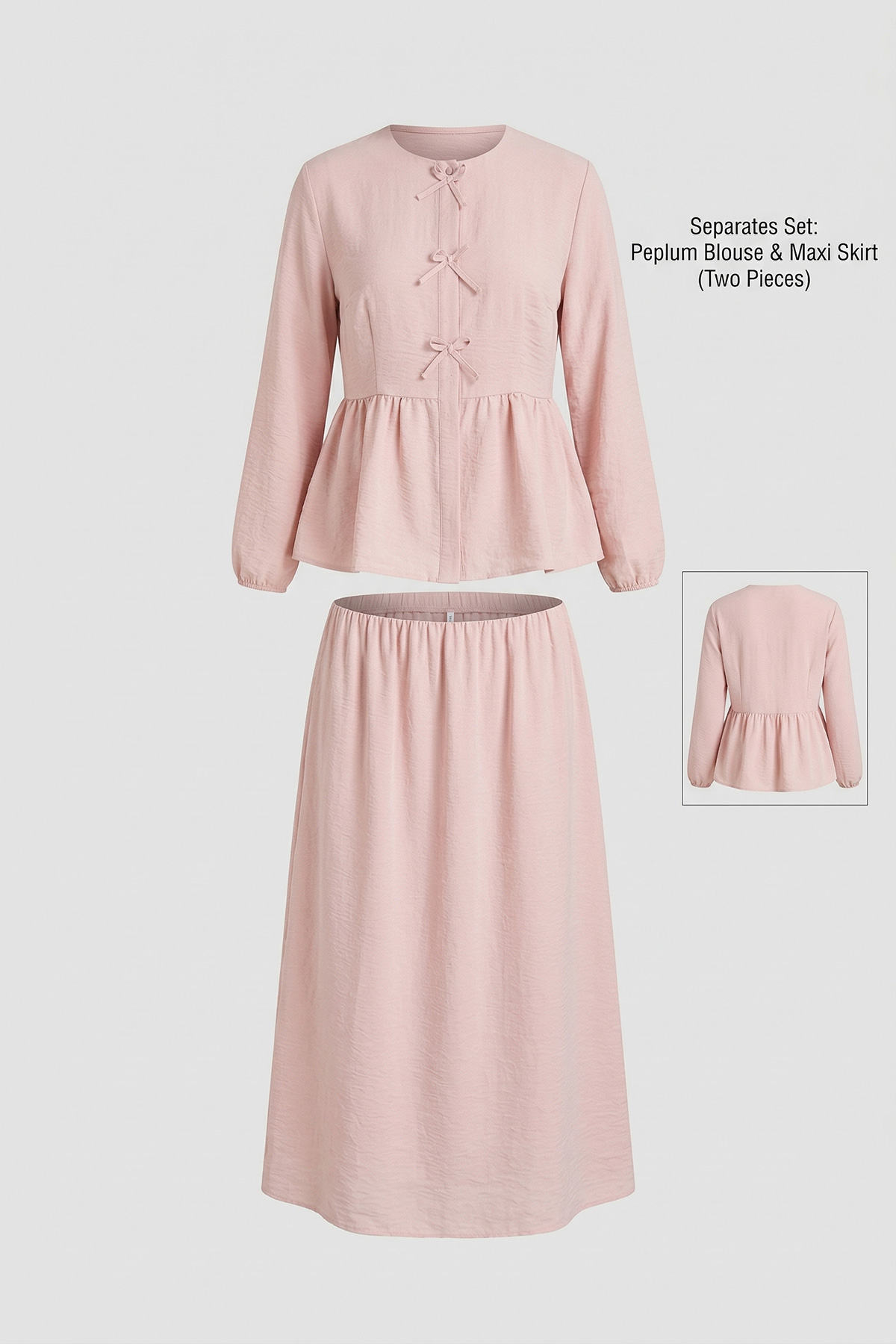 Fly Cupra Kumaş Kurdele Detaylı Büzgülü Bluz Etek Takım |  