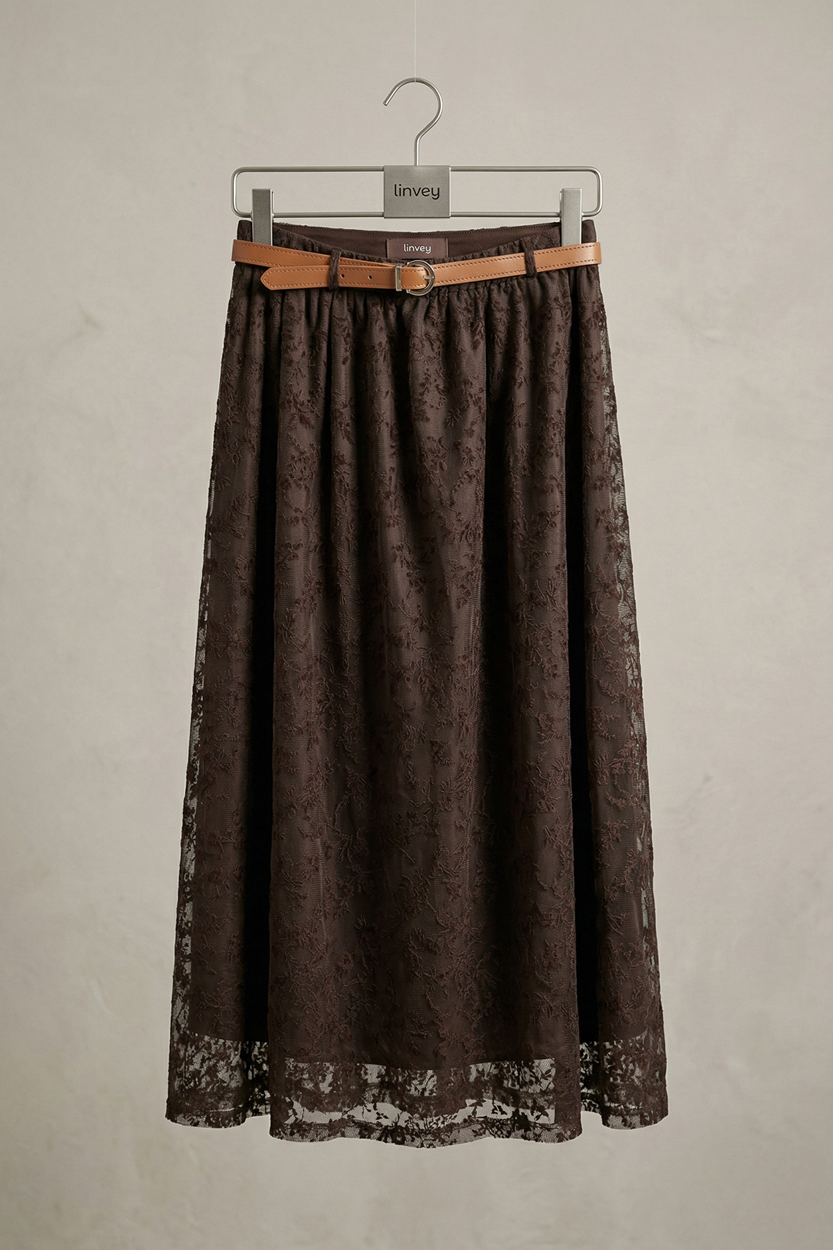 Floklu Tül Kemer Detaylı Uzun Etek Kadın |  