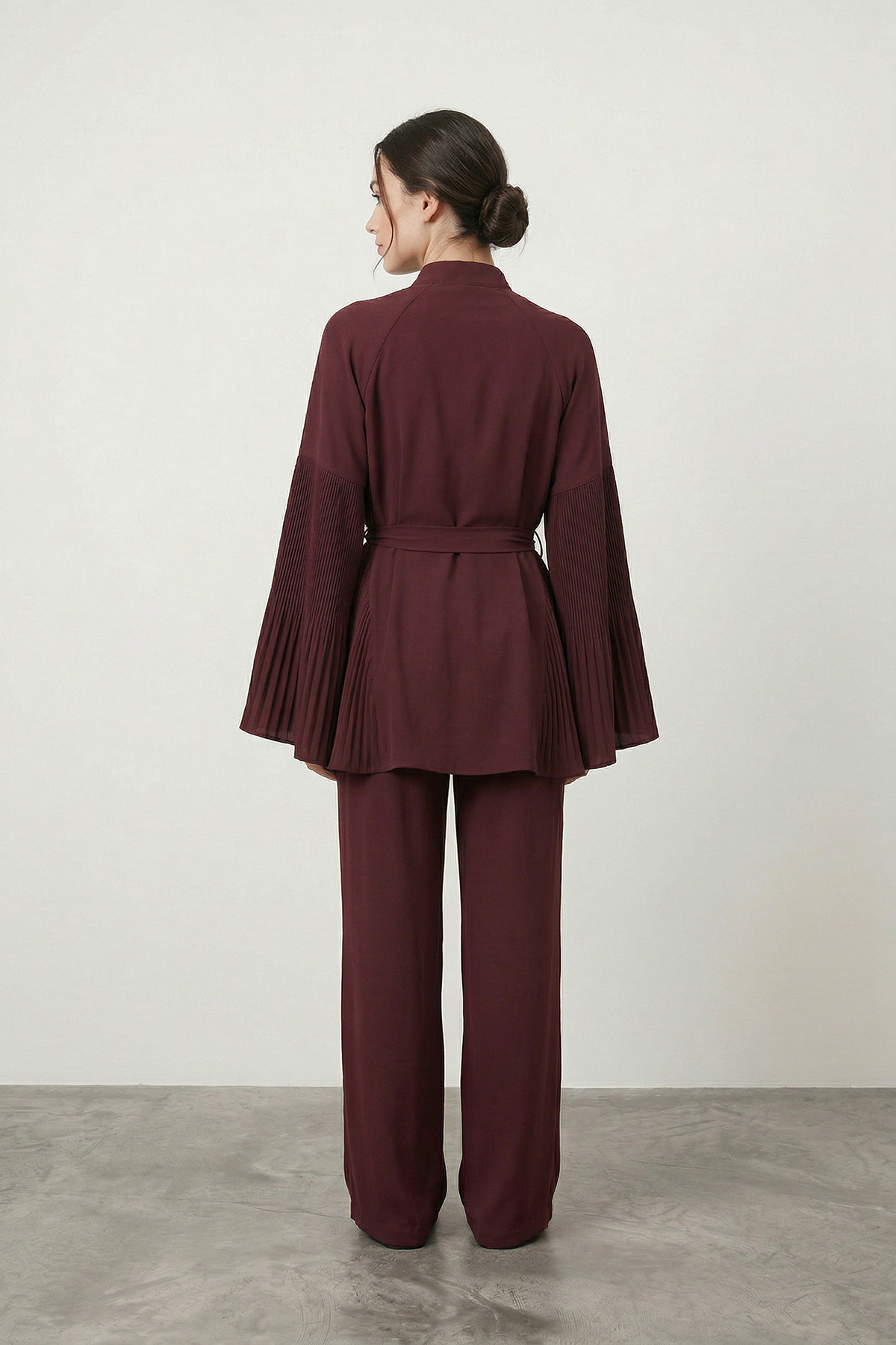 Piliseli Kemer Detaylı Düğmeli Ceket Pantolon Kadın Takım |  