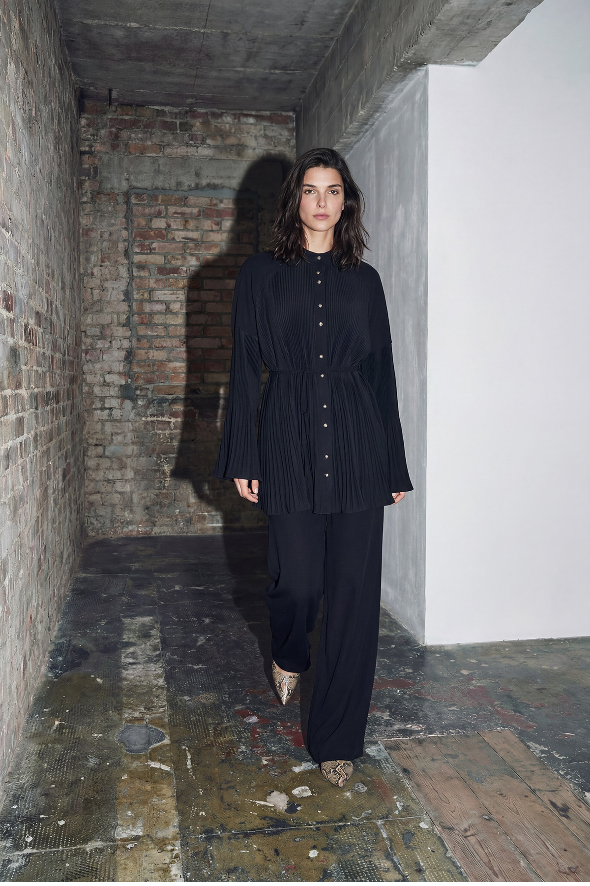 Piliseli Kemer Detaylı Düğmeli Ceket Pantolon Kadın Takım |  