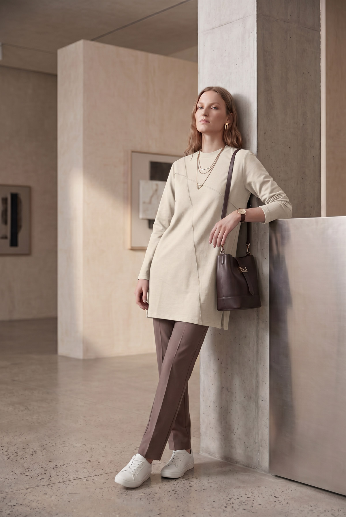 Asimetrik Dikiş Detaylı Kadın Tunik |  