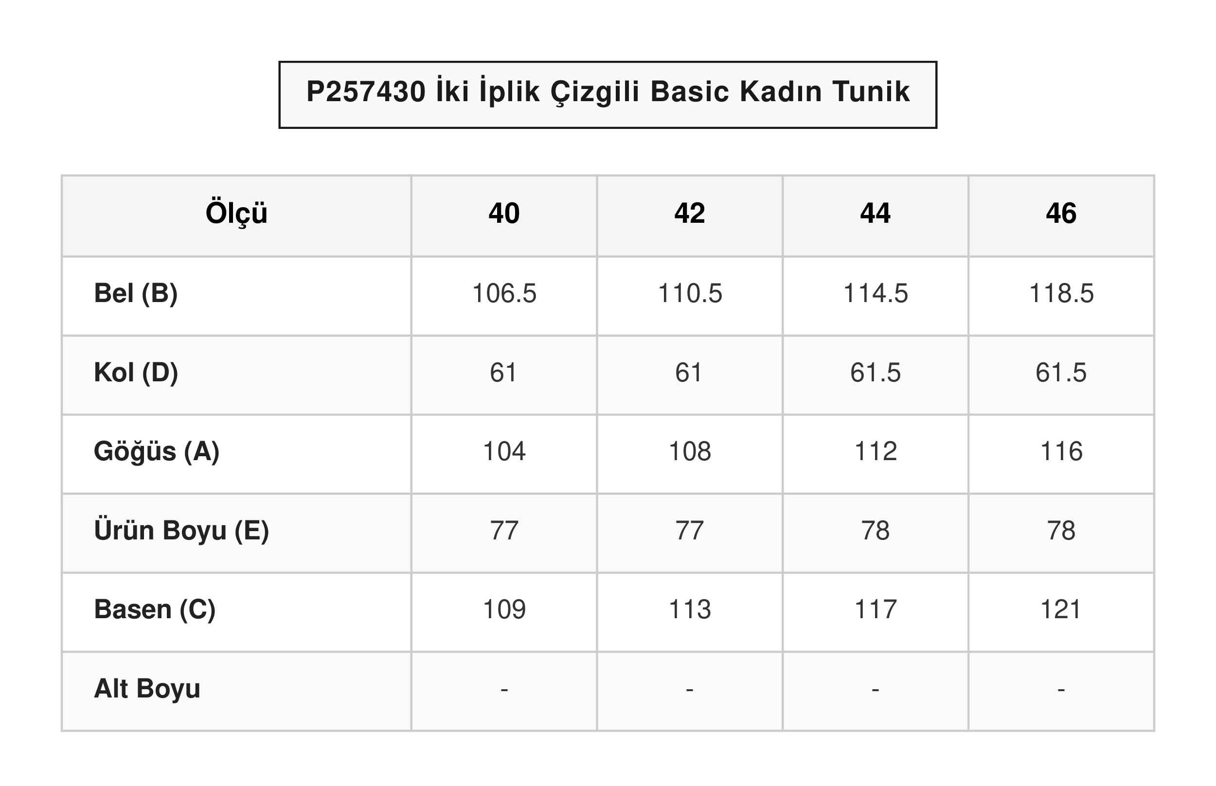 İki İplik Çizgili Basic Kadın Tunik |  
