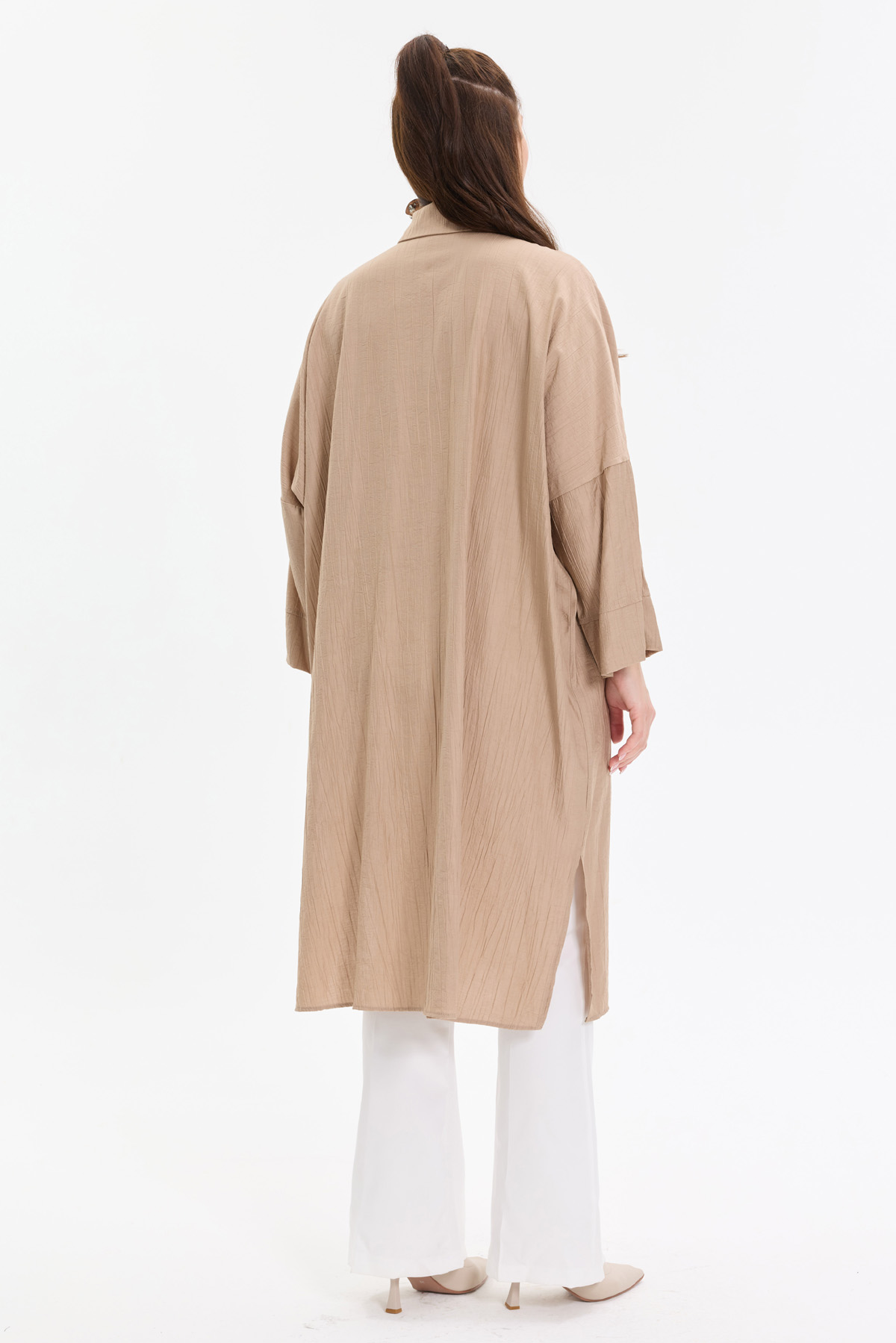Çilek Kumaş Yarasa Kol Oversize Kadın Gömlek |  