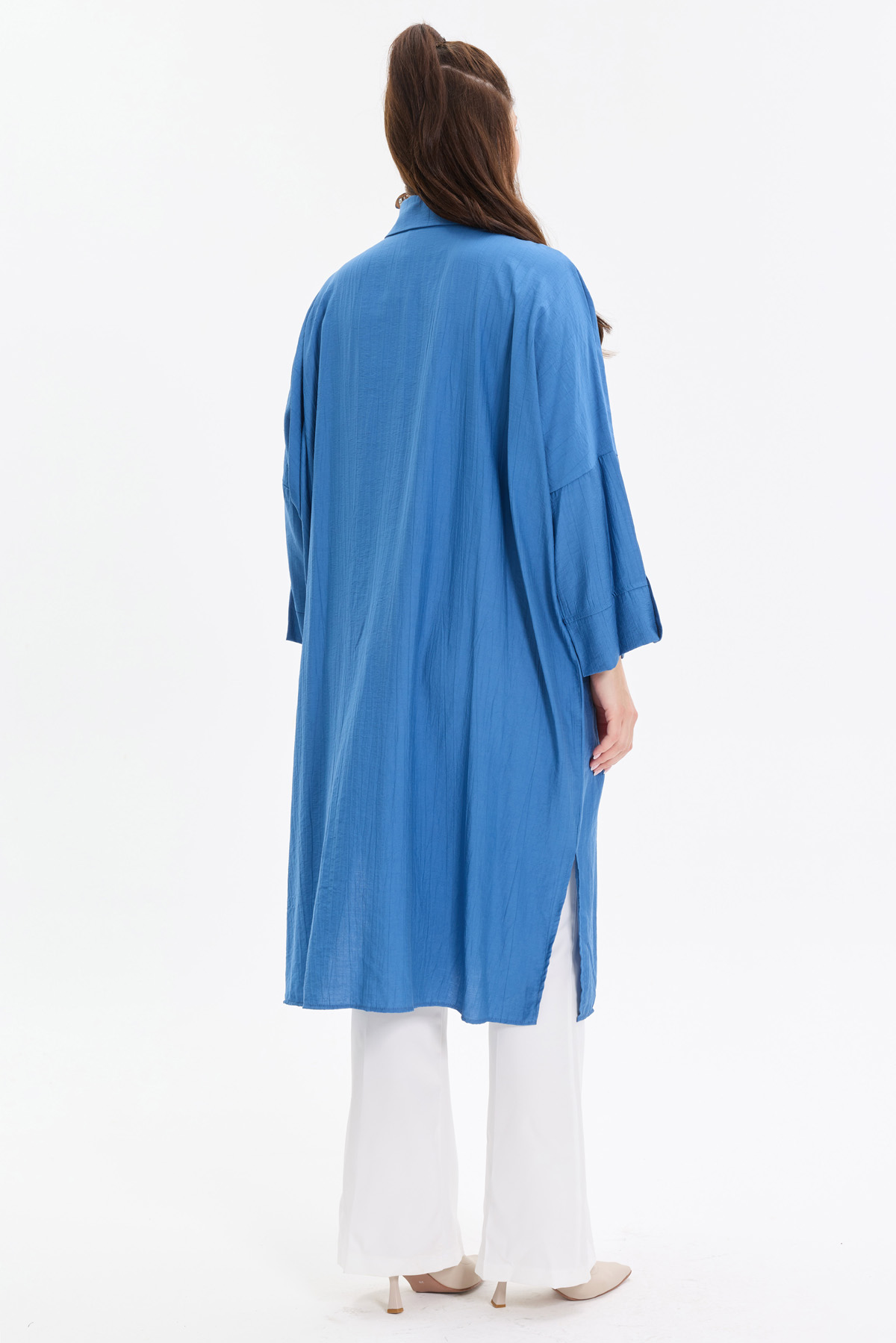 Çilek Kumaş Yarasa Kol Oversize Kadın Gömlek |  