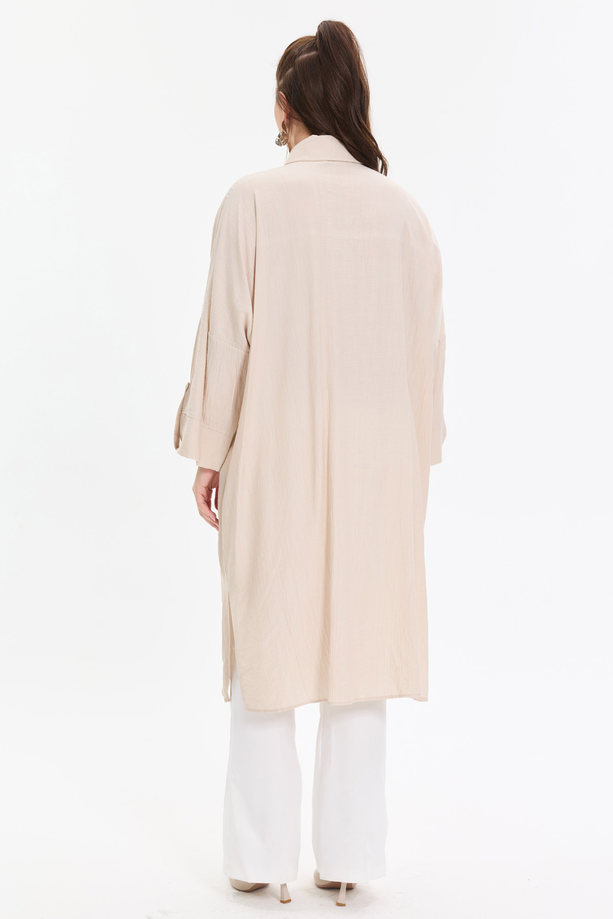 Çilek Kumaş Yarasa Kol Oversize Kadın Gömlek |  
