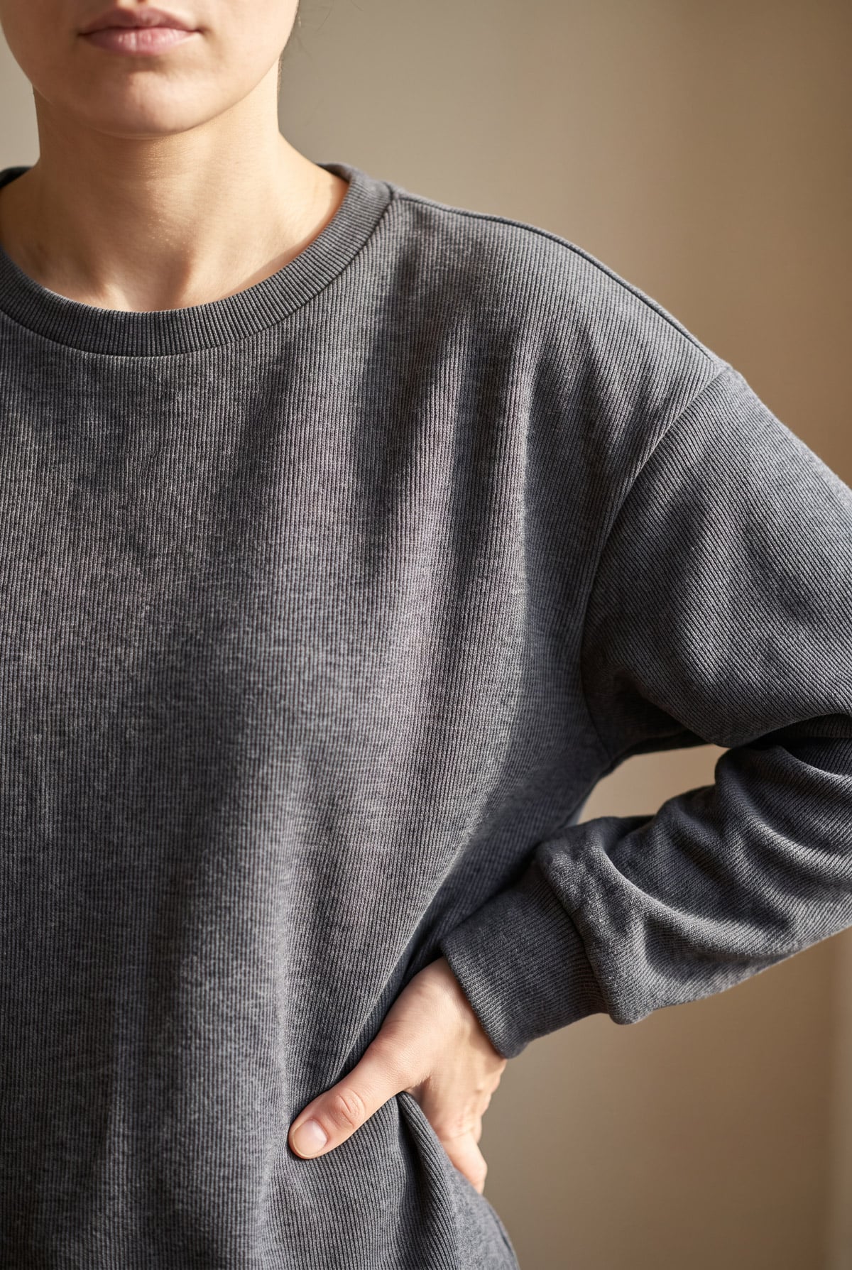 Bisiklet Yaka Kışlık Basic Kadın Sweat | Linvey 