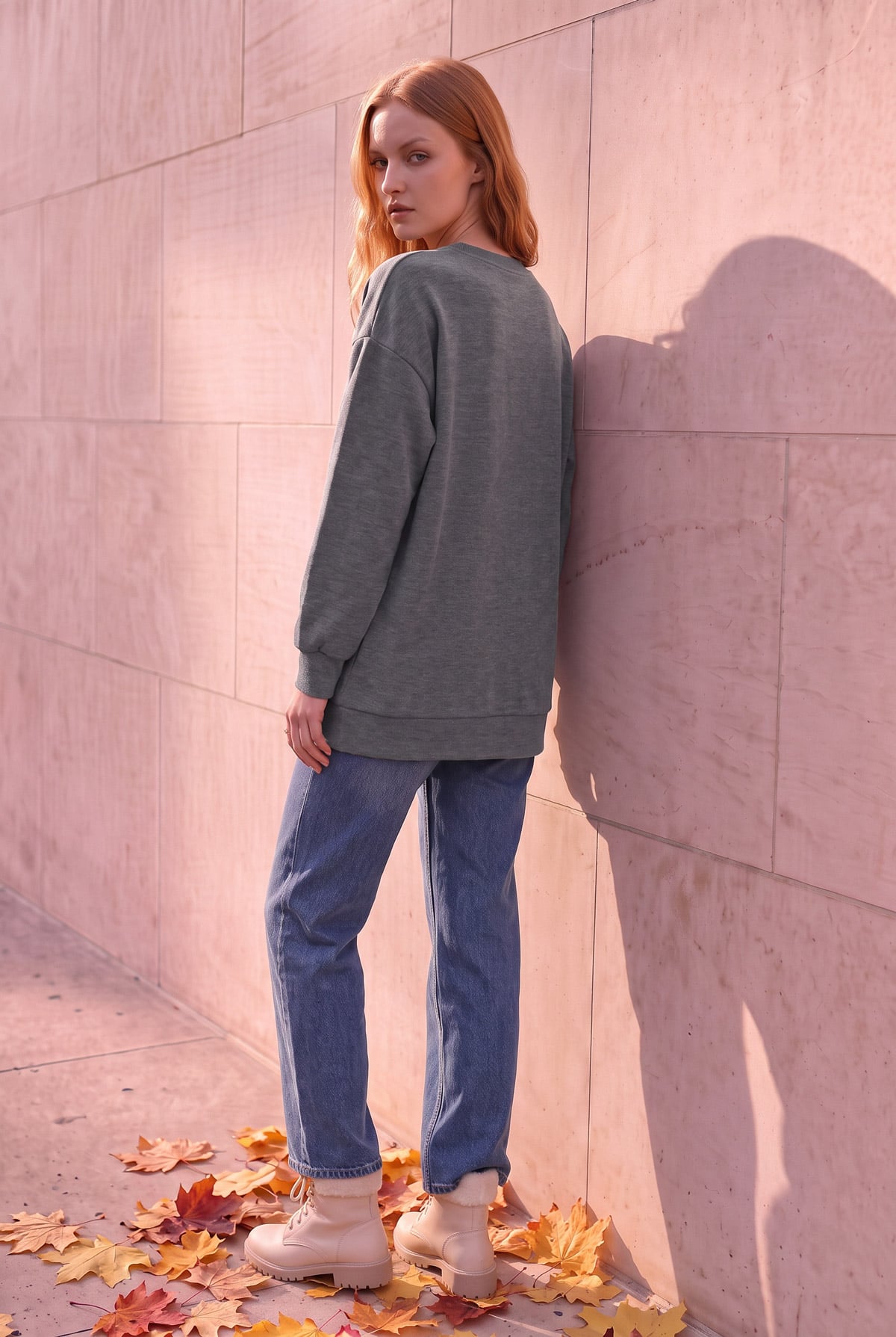 Bisiklet Yaka Kışlık Basic Kadın Sweat | Linvey 