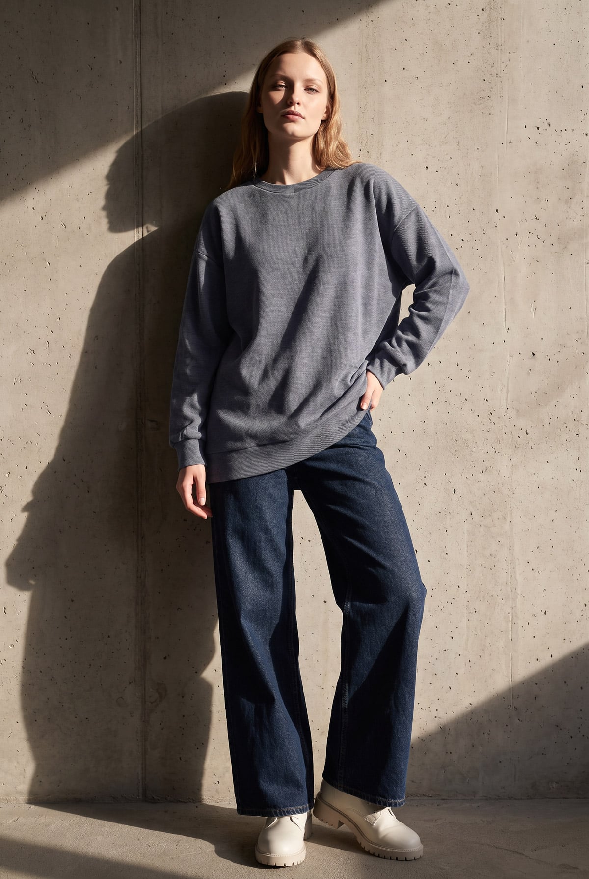 Bisiklet Yaka Kışlık Basic Kadın Sweat | Linvey 