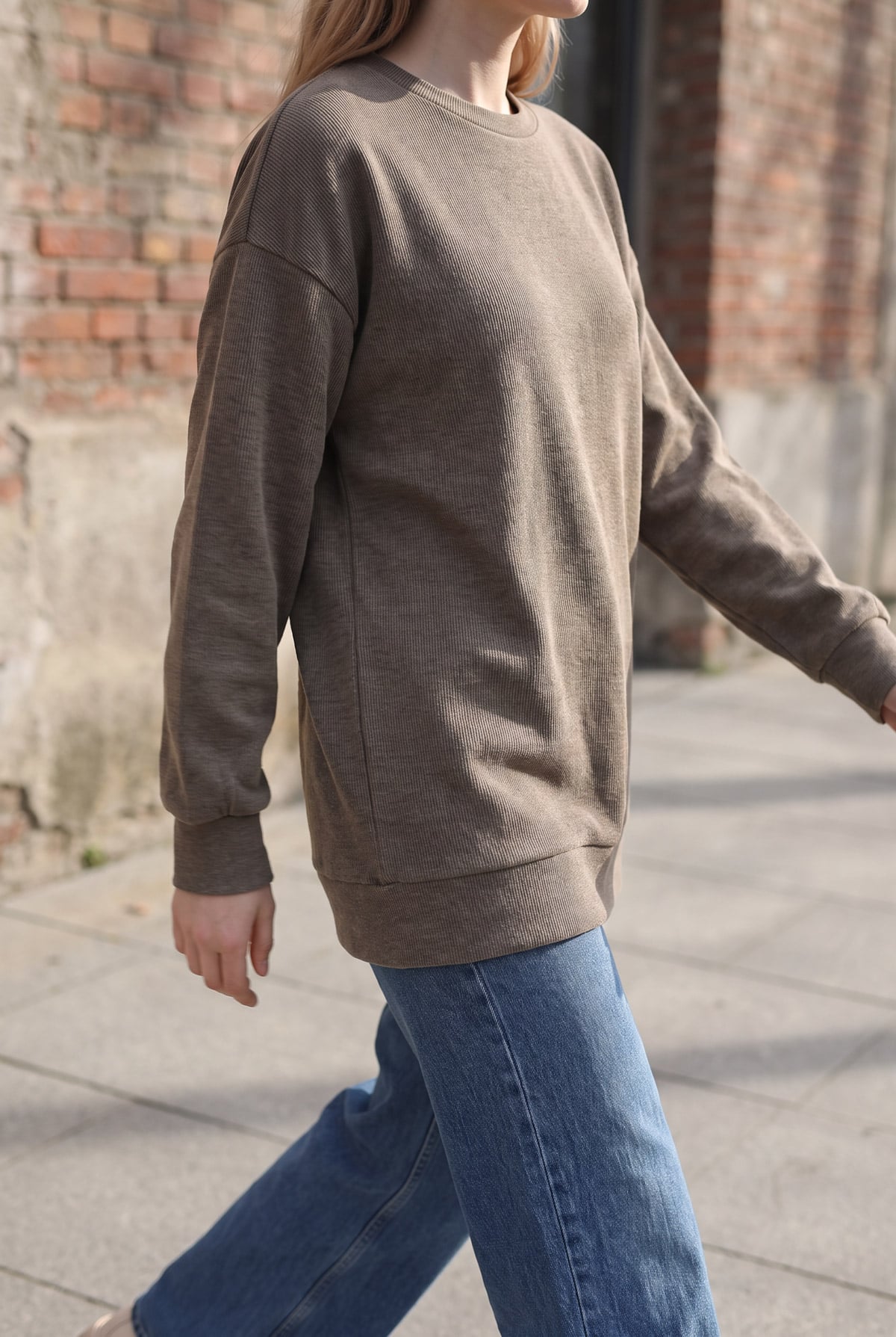 Bisiklet Yaka Kışlık Basic Kadın Sweat | Linvey 