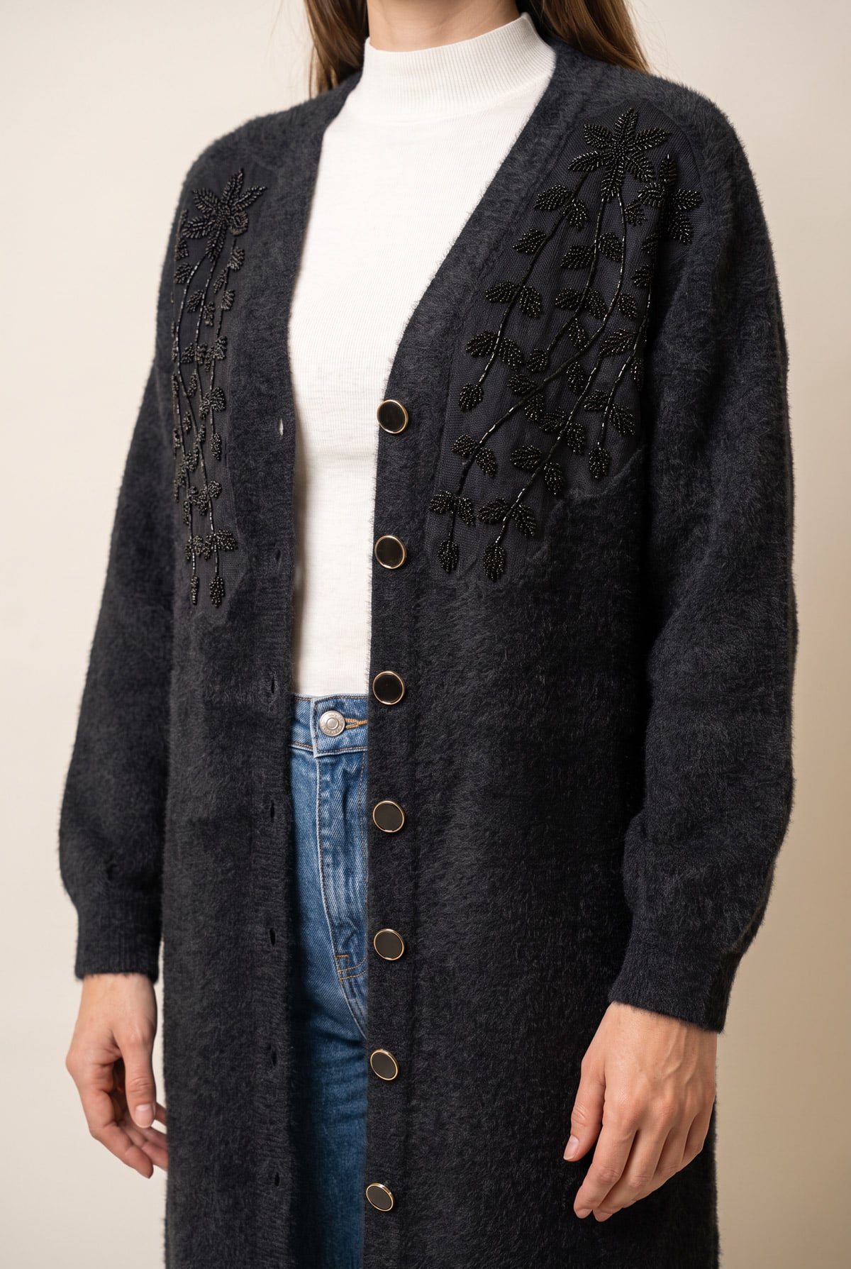 ANGORA BONCUK DETAYLI HIRKA | Linvey 