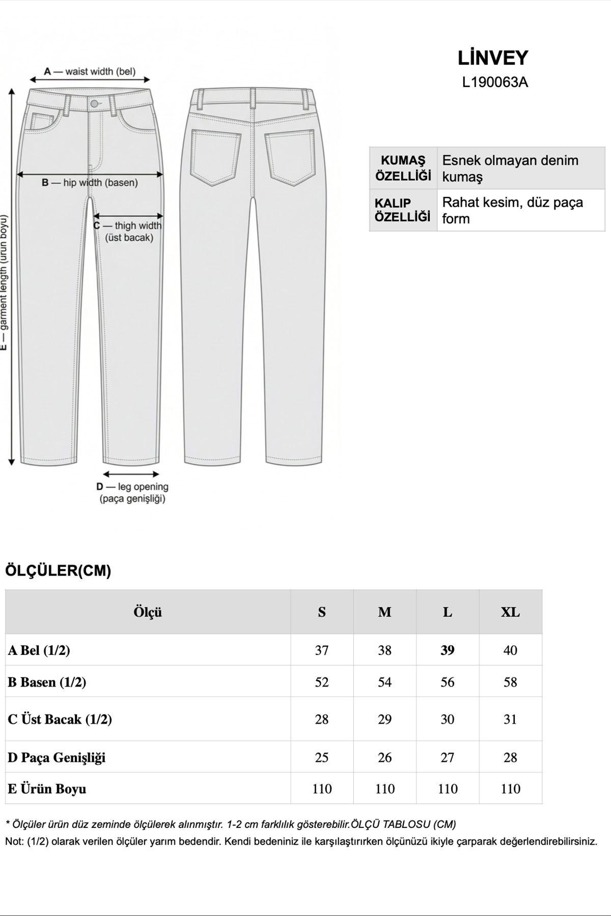 Minik Aplike Taş Detaylı Düz Paça Denim Kot Pantolon Kadın |  