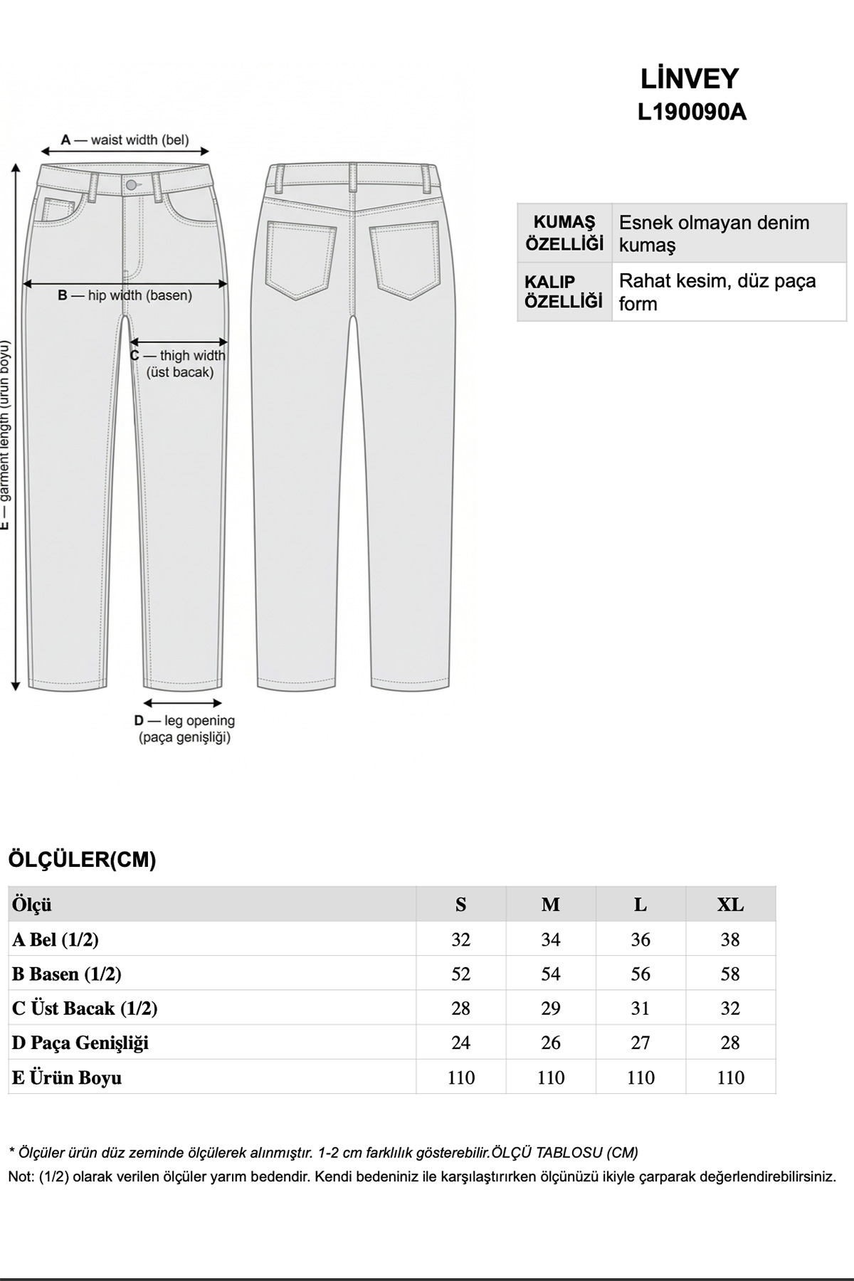 Kahve Deri Kemerli Düz Paça Basic Denim Kot Pantolon Kadın |  