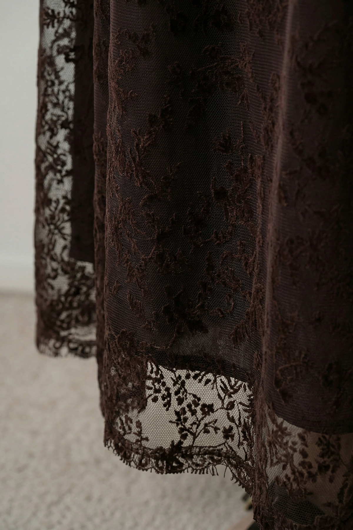 Floklu Tül Kemer Detaylı Uzun Etek Kadın |  