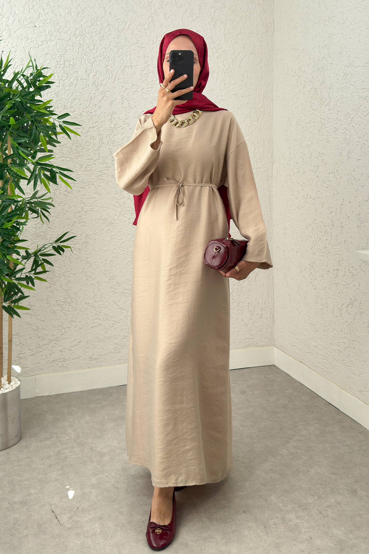 Sultan Basic Elbise 0001 - TAŞ RENGİ |  