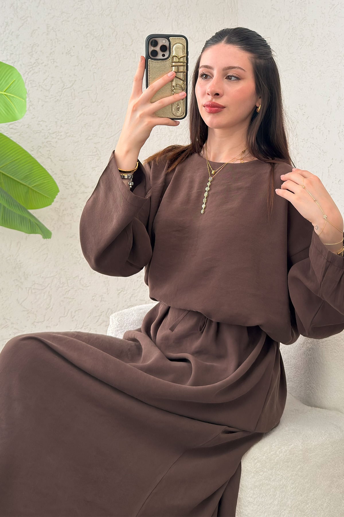 Sultan Basic Elbise 0001 - KAHVRENGİ |  