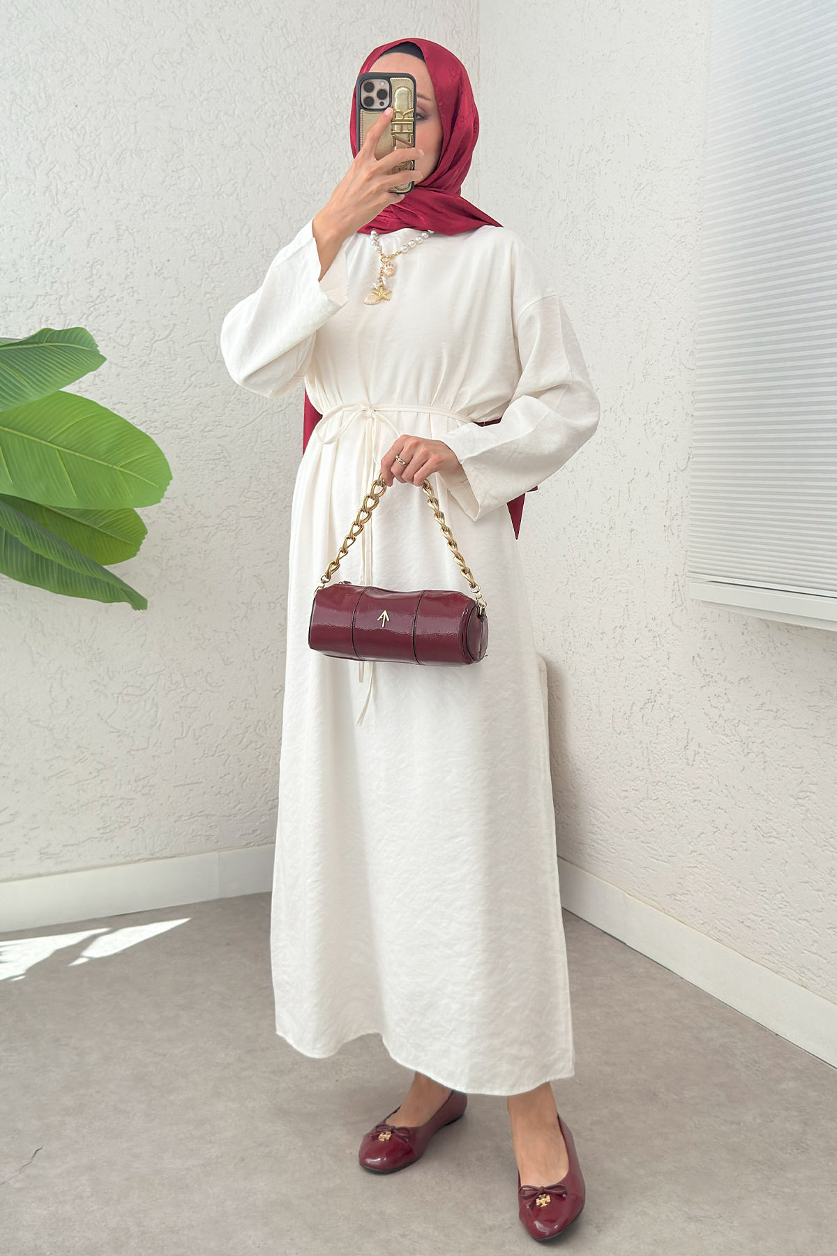 Sultan Basic Elbise 0001 - KREM |  