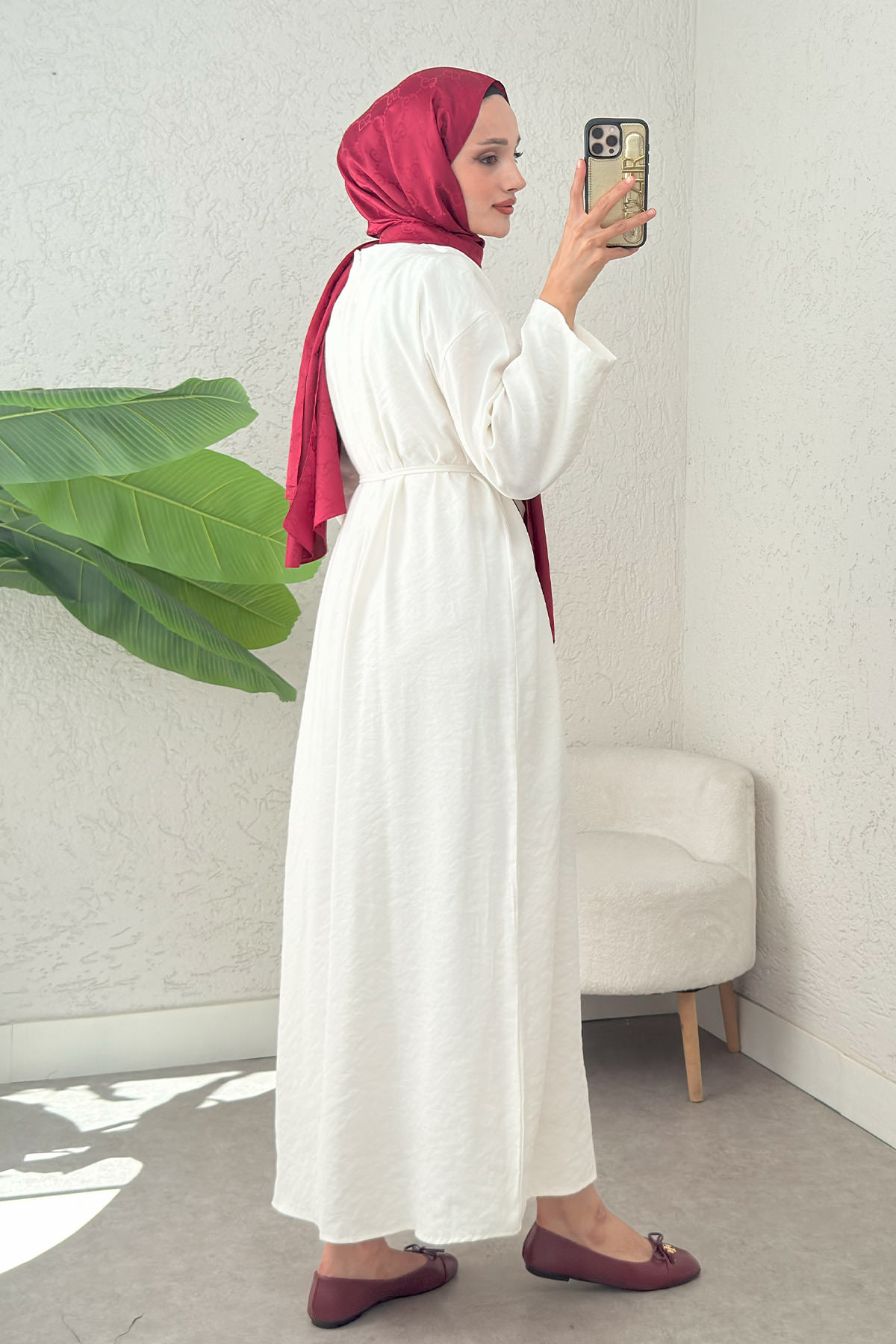 Sultan Basic Elbise 0001 - KREM |  