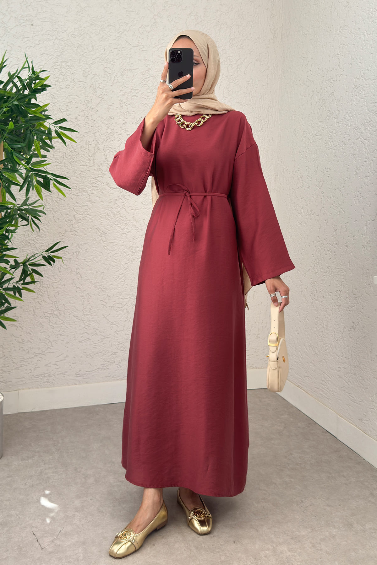 Sultan Basic Elbise 0001 - BORDO |  