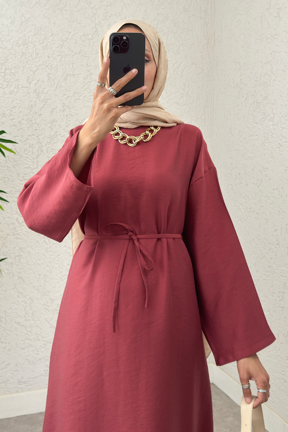 Sultan Basic Elbise 0001 - BORDO |  