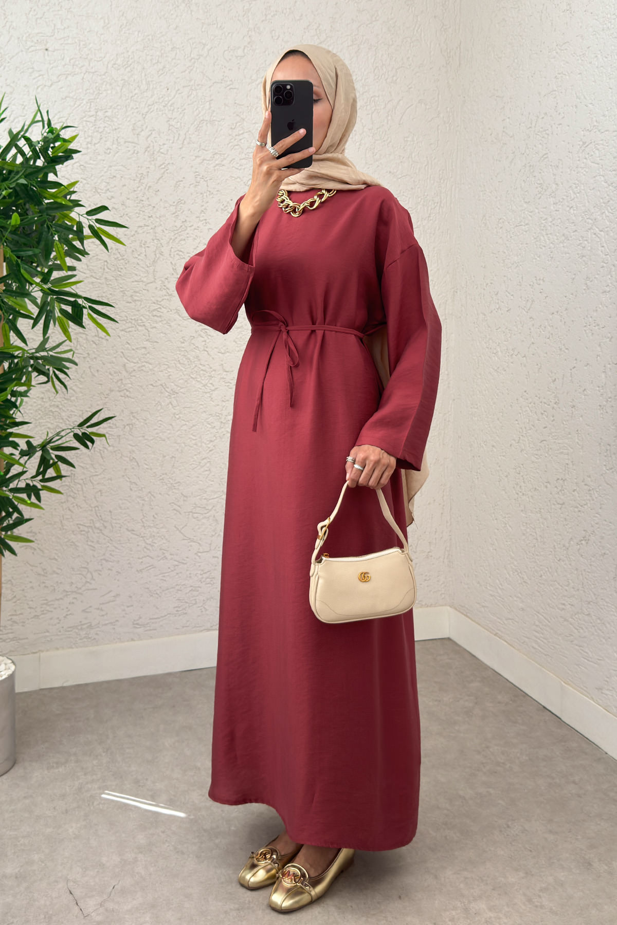 Sultan Basic Elbise 0001 - BORDO |  