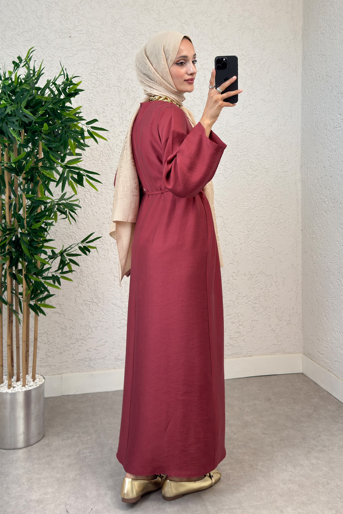 Sultan Basic Elbise 0001 - BORDO |  