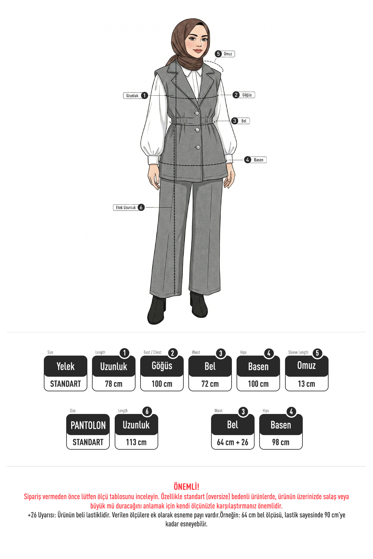 Büzgü Formlu Triko Pantolon Takım 00021 - GRİ |  