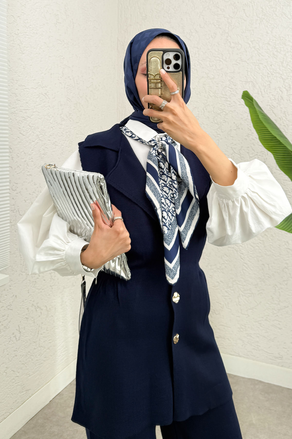 Büzgü Formlu Triko Pantolon Takım 00021 - LACİVERT |  