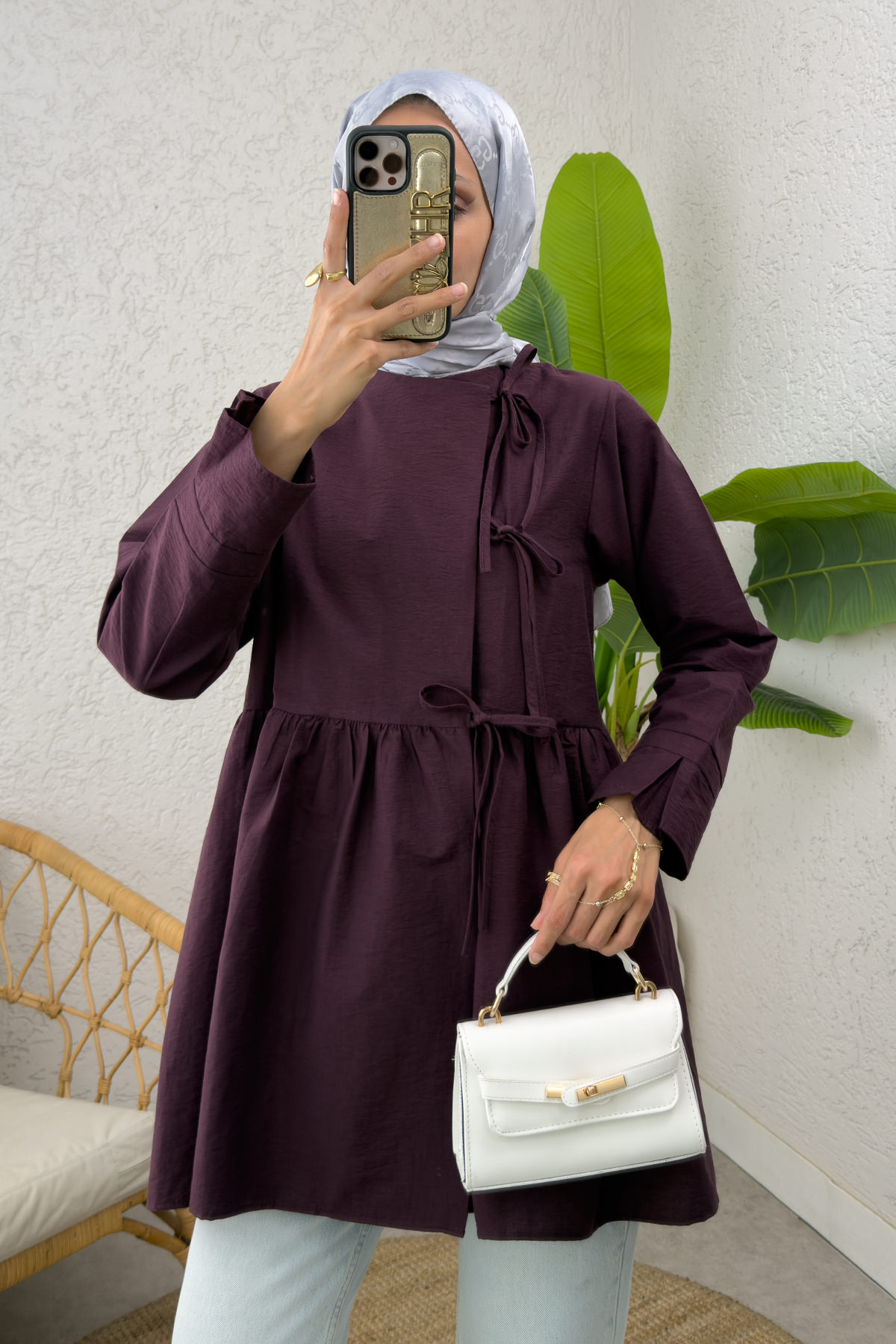 Belden Büzgülü Kimono 0002 - VİŞNE ÇÜRÜĞÜ |  