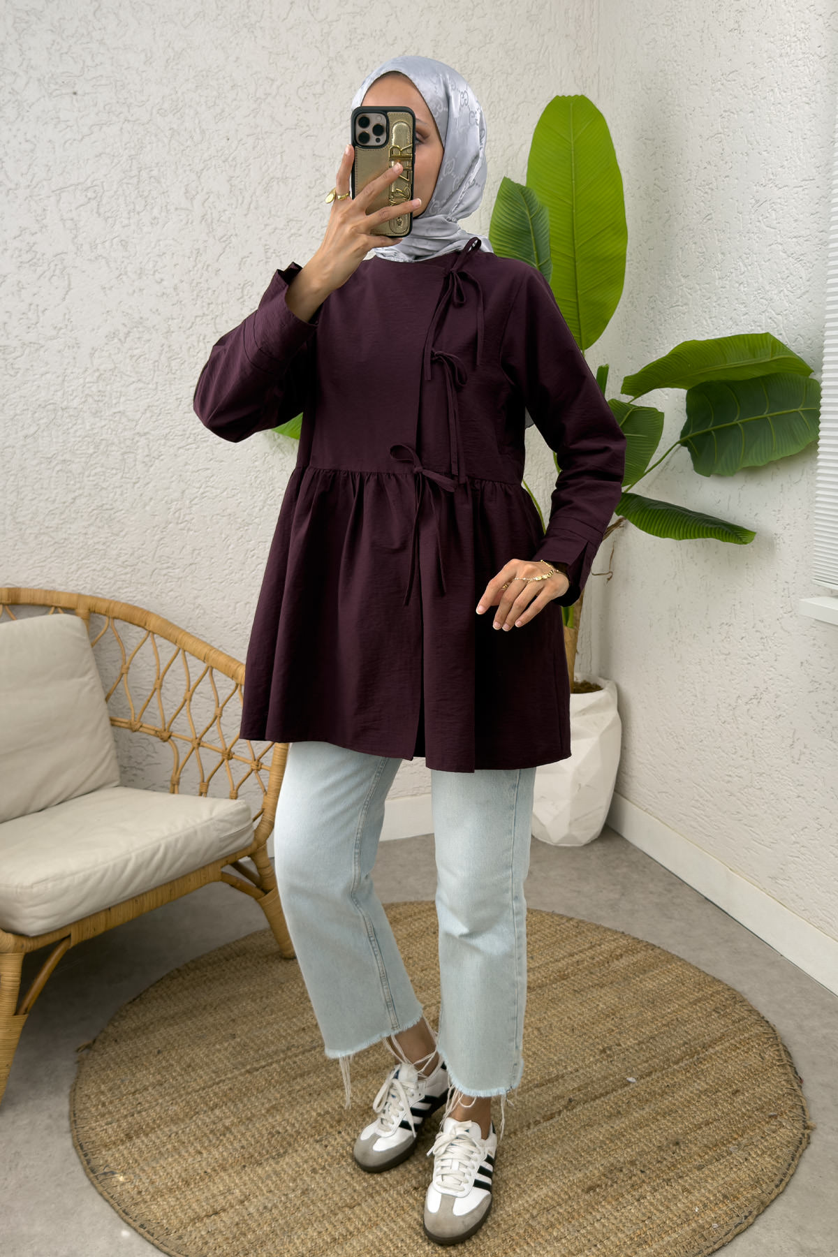 Belden Büzgülü Kimono 0002 - VİŞNE ÇÜRÜĞÜ |  