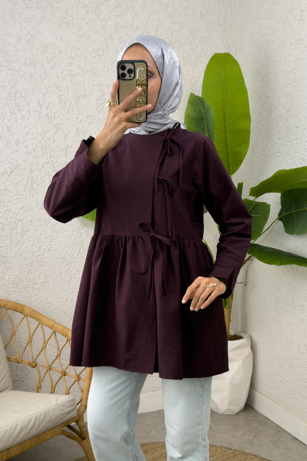 Belden Büzgülü Kimono 0002 - VİŞNE ÇÜRÜĞÜ |  