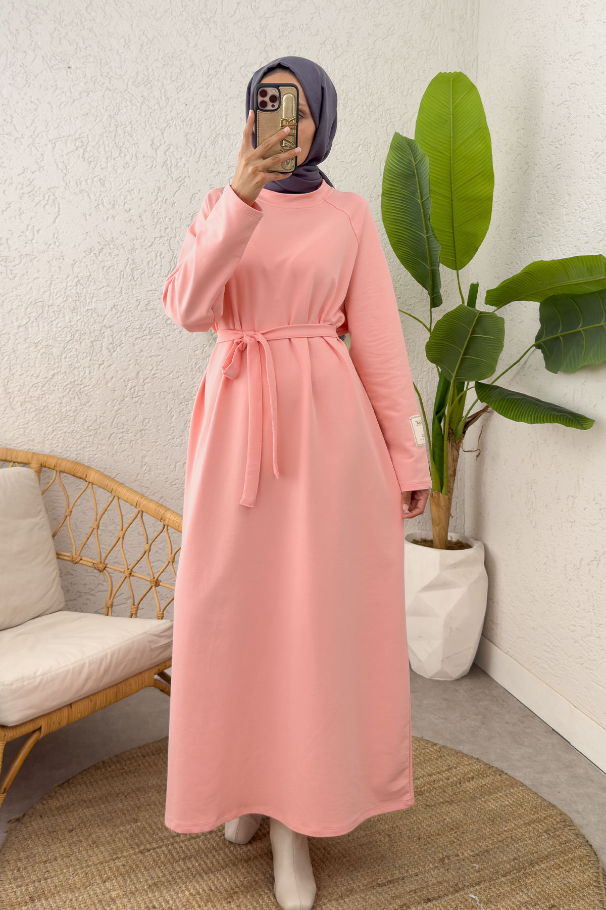 İki İplik Kuşaklı Elbise 0007 - SOMON |  