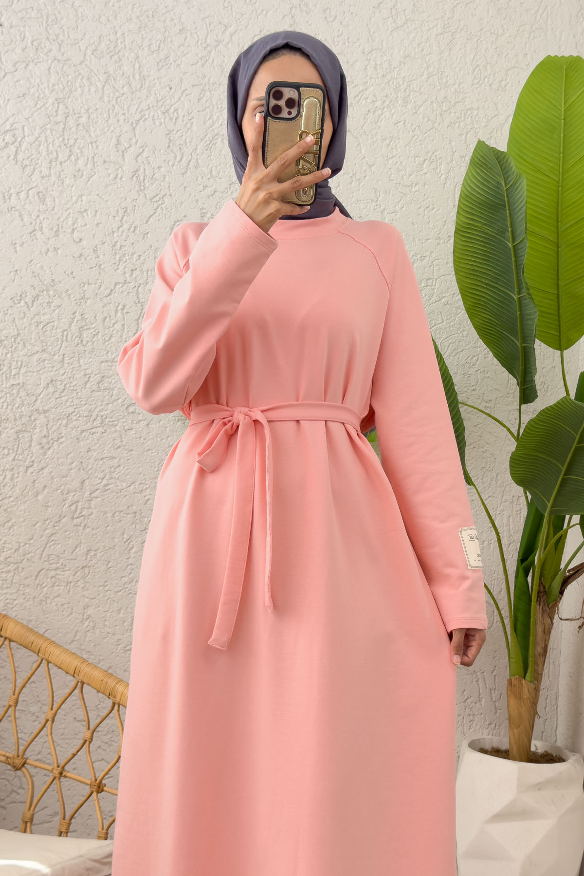 İki İplik Kuşaklı Elbise 0007 - SOMON |  