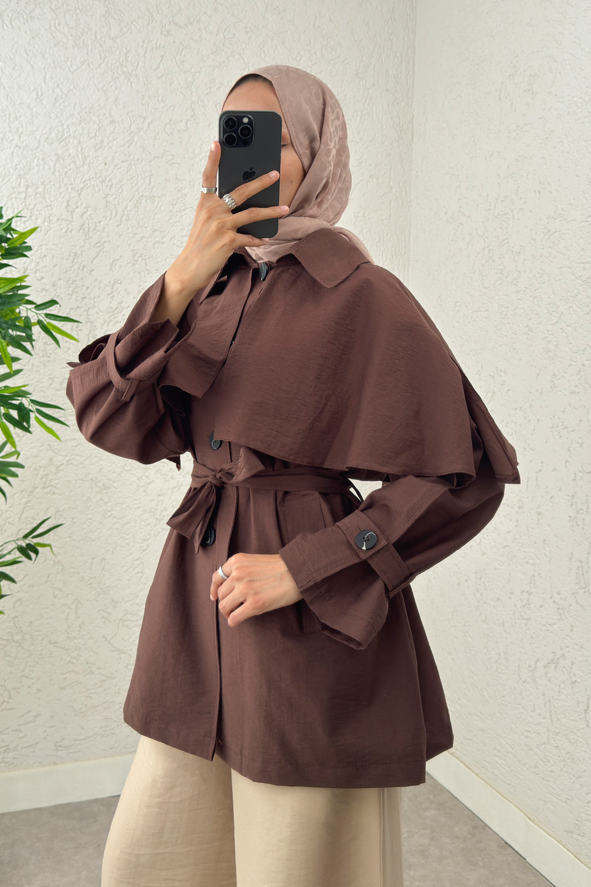 Panço Detaylı Trençkot 0009 - KAHVERENGİ |  