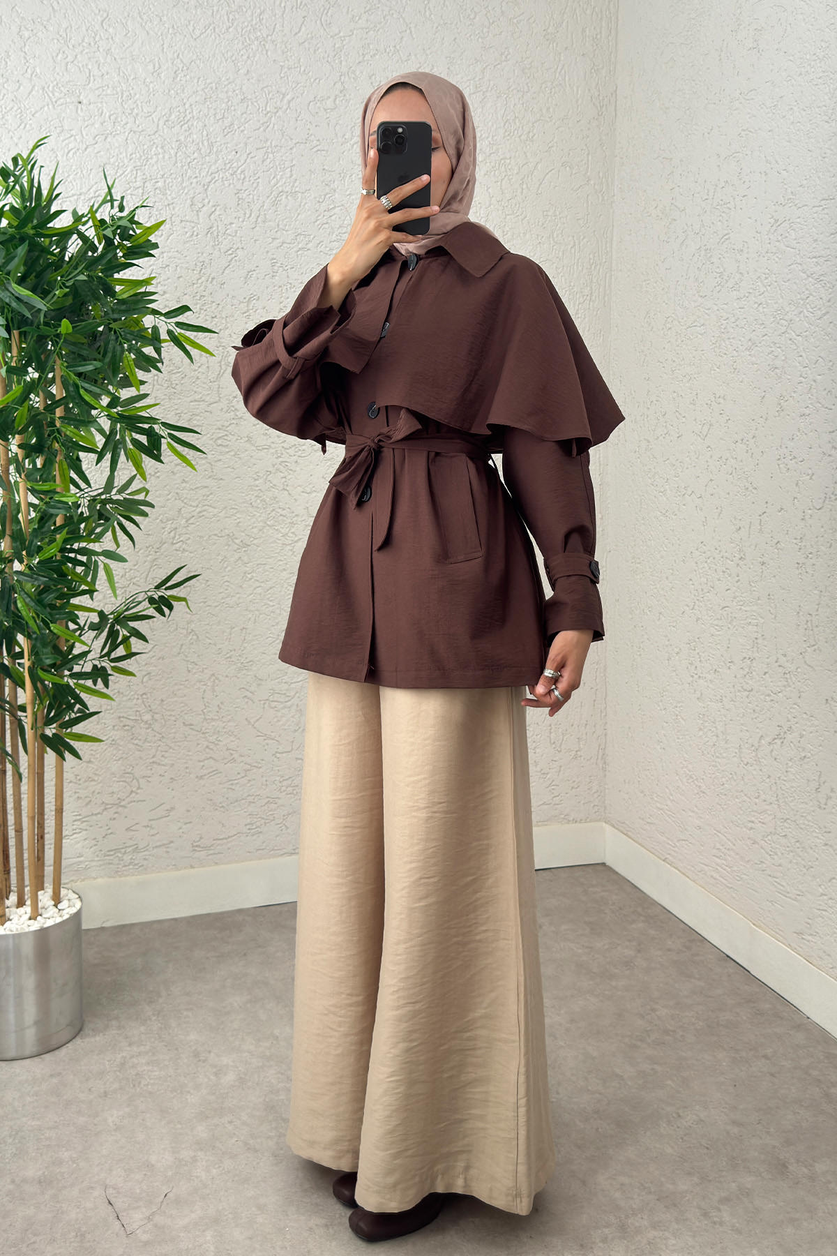 Panço Detaylı Trençkot 0009 - KAHVERENGİ |  