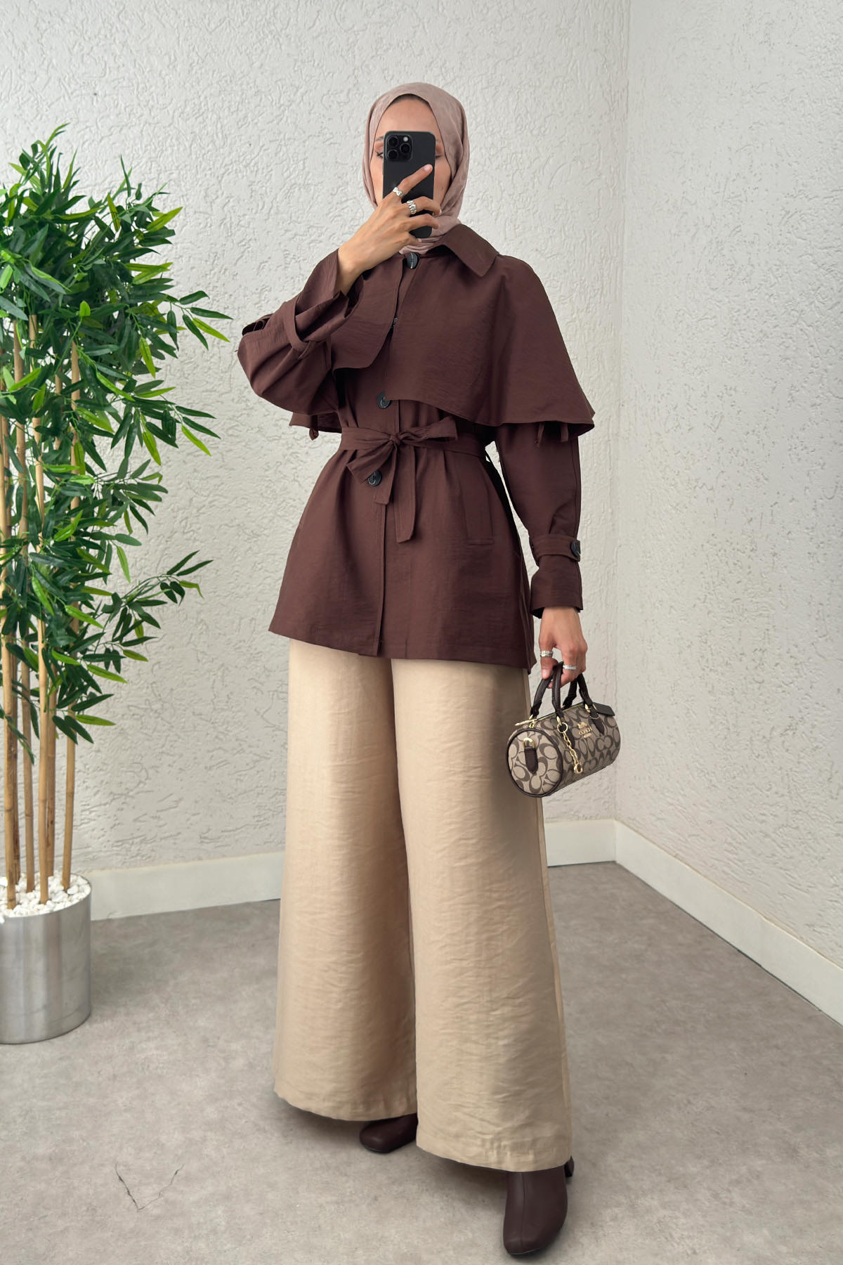 Panço Detaylı Trençkot 0009 - KAHVERENGİ |  