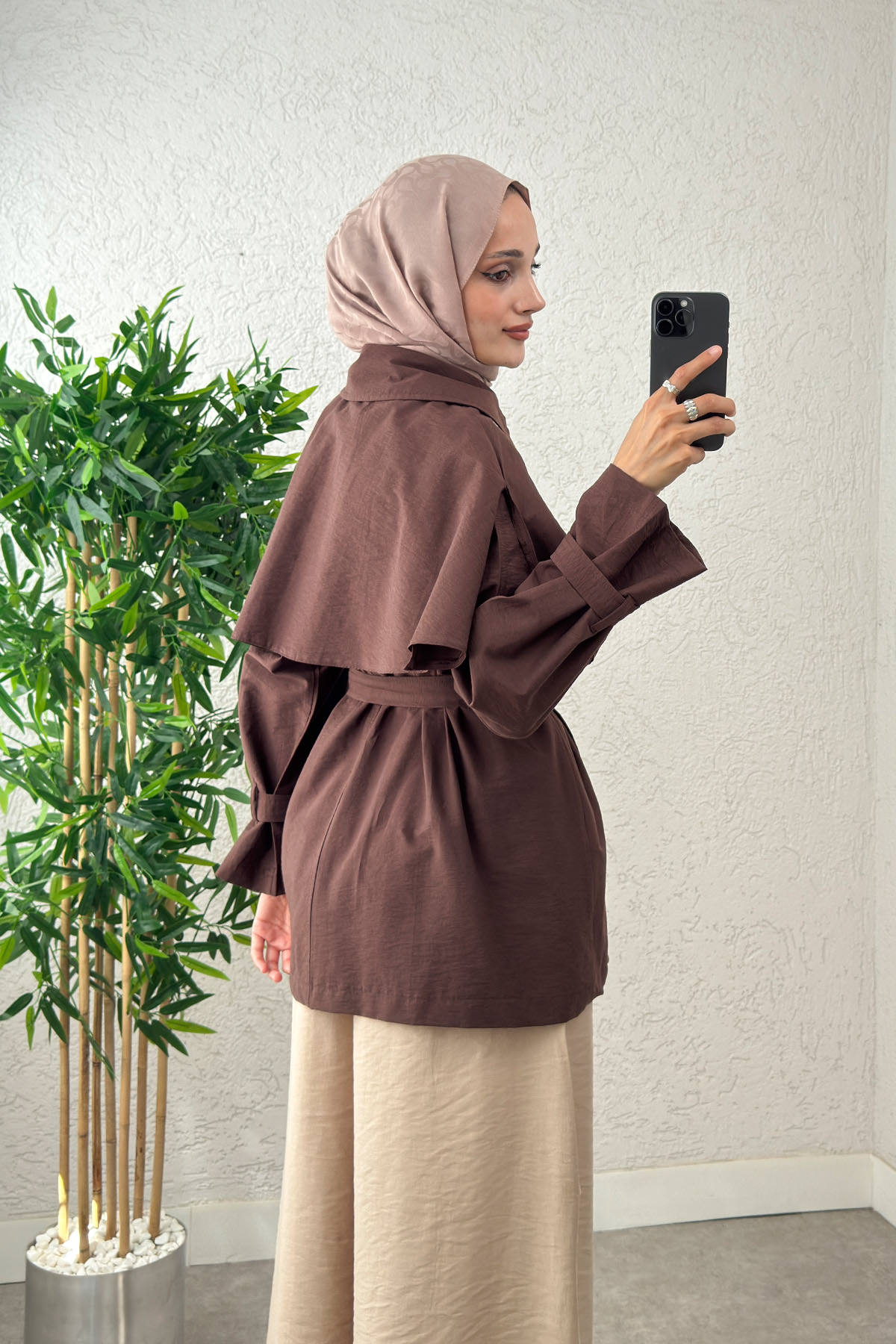 Panço Detaylı Trençkot 0009 - KAHVERENGİ |  